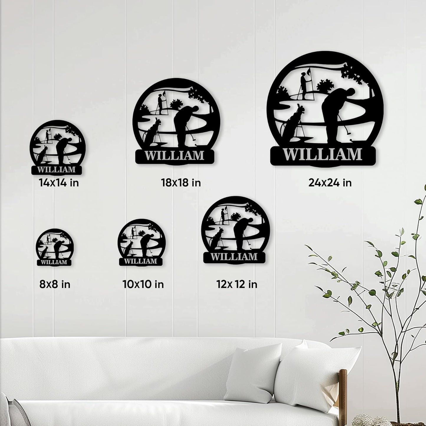 Personalized Golf Metal Sign, Golfer Hanging Sign Outdoor Porch Welcome, Custom Name Wall Fence Yard Patio Home Office Decor Gift for Dad, Husband, Son by OhaPrints