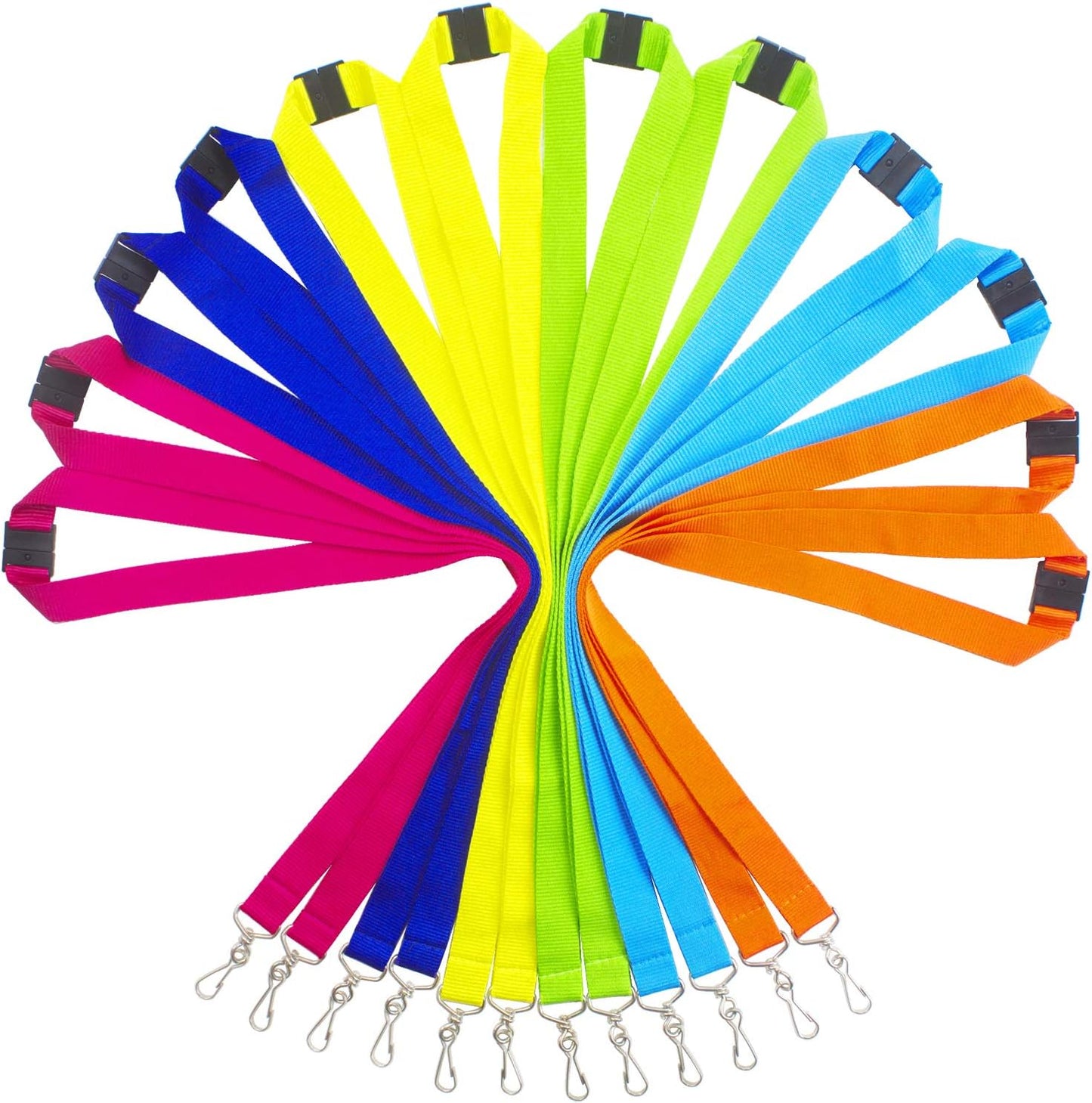 12 Pack Breakaway Lanyards for ID Badge Holder, Durable Neck Straps for Schools, Office, Cruise, Assorted 6