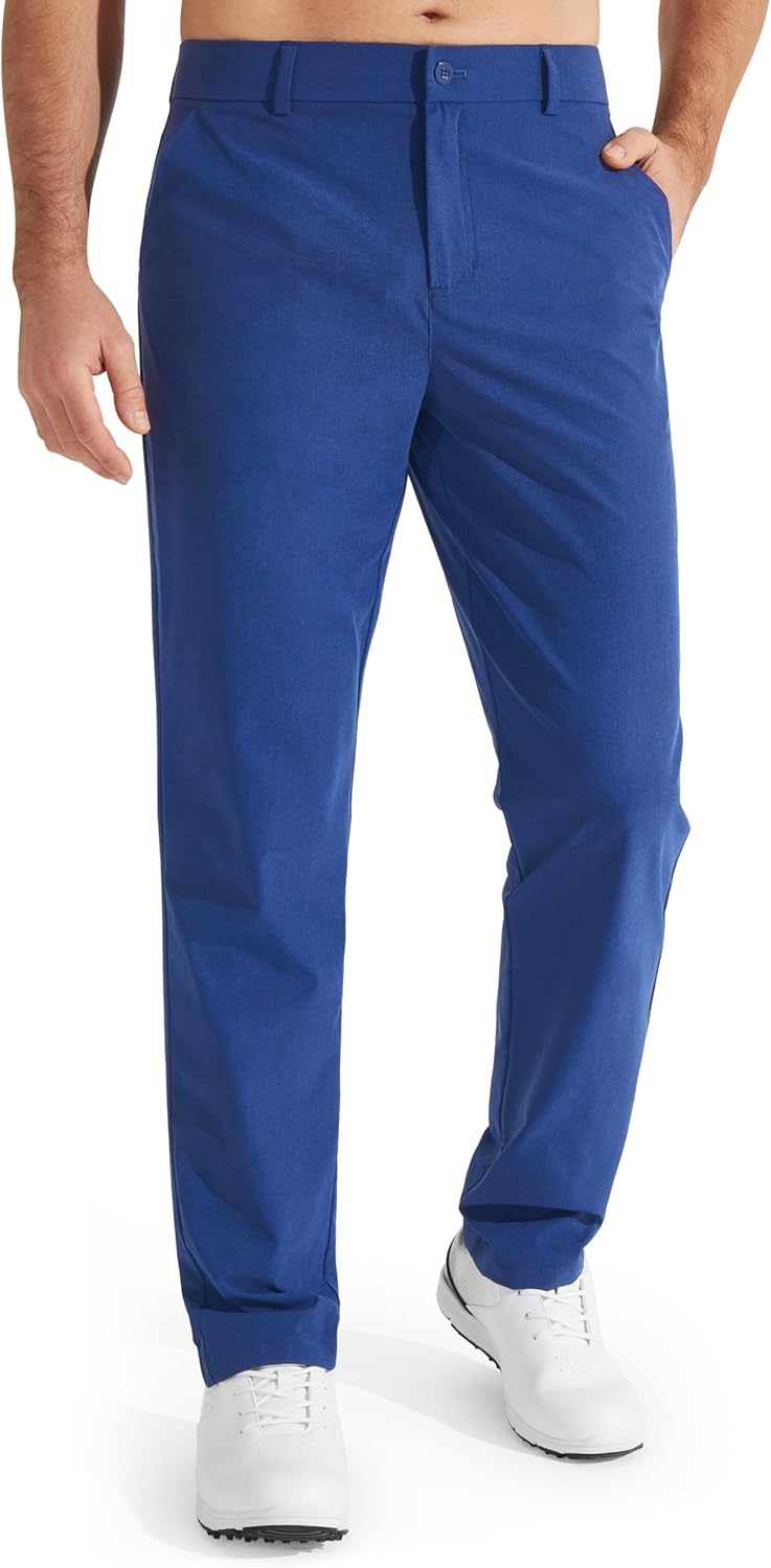 Libin Mens Golf Pants Stretch Work Dress Pants 30"/32"/34" Quick Dry Lightweight Casual Comfy Trousers with Pockets