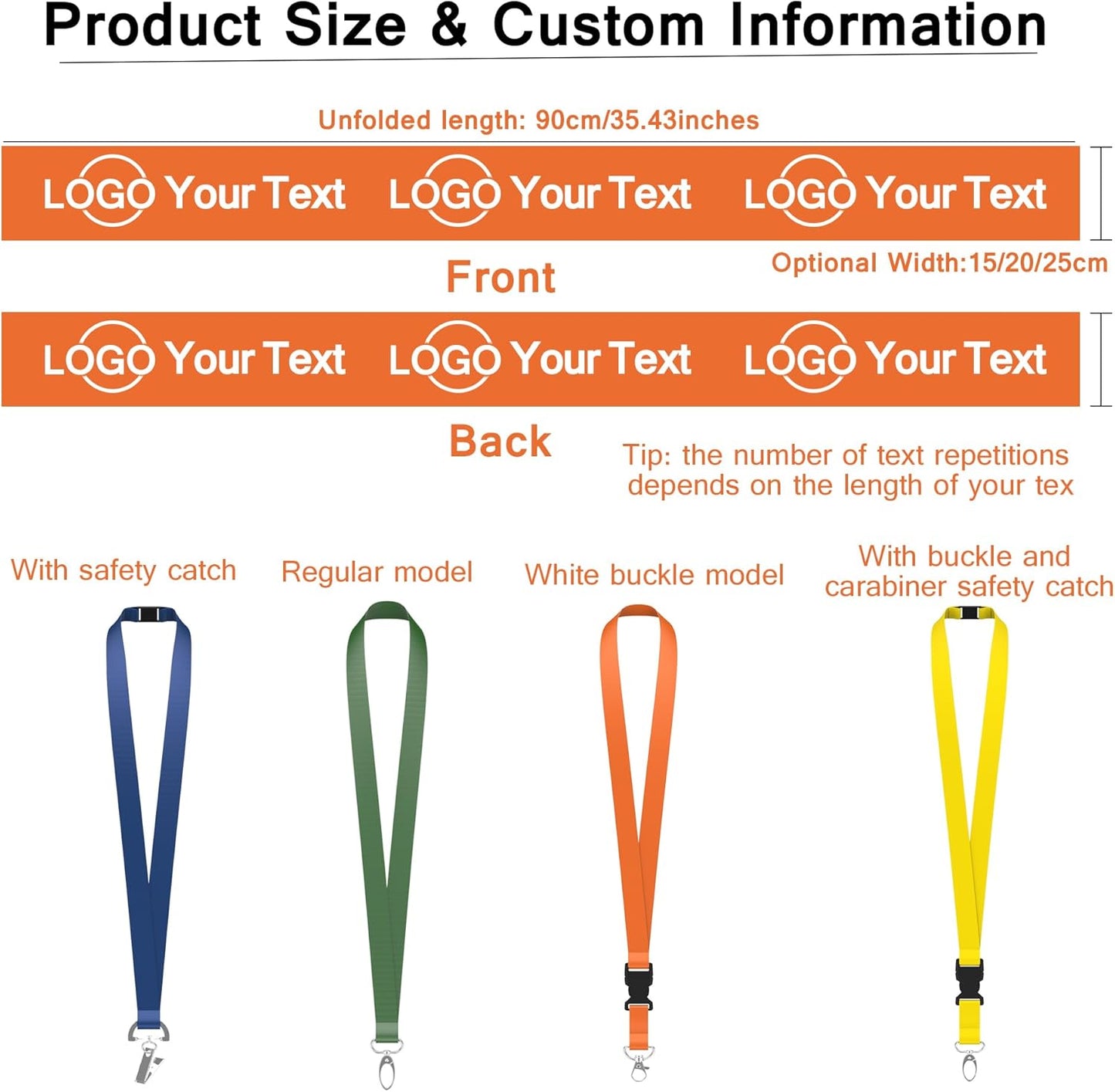 30/50/100/5000... Pcs, Custom Personalize Lanyards for Men and Women, Customize Text and Logo, Personalized Neck Lanyard for ID Card Badge Holder, Key Keychain, Teacher, Office, Business etc