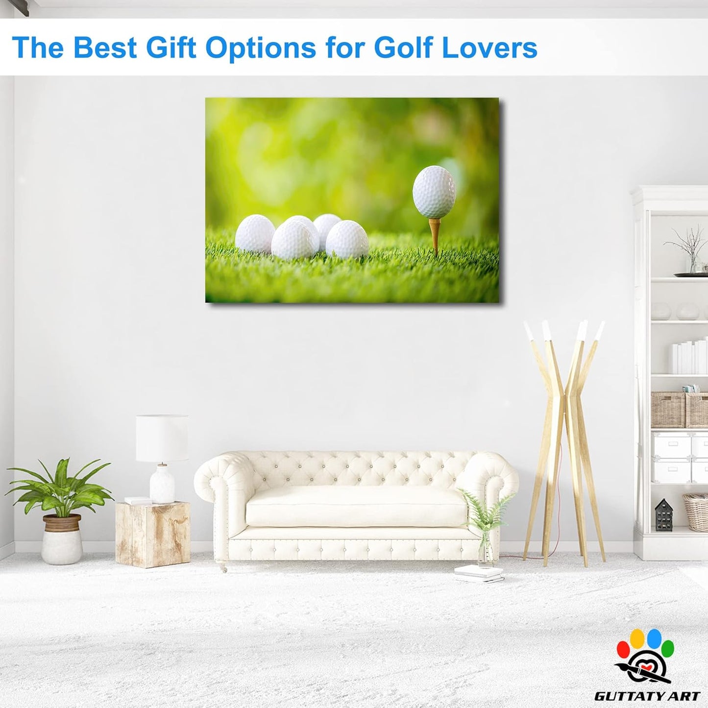 GUTTATY Golf Wall Art, Golf Pictures Posters Canvas Print Wall Decor for Golfer's Man Cave Home Ofice Ready to Hang (28x40 Inches)