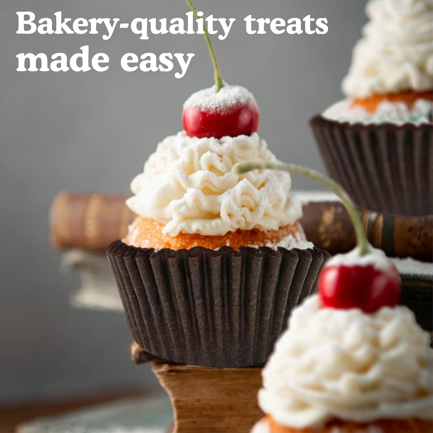 Regency Wraps Greaseproof Professional Grade Baking Cups, Pack of 40, Standard Liners, Brown Solid, for Cupcakes, Muffins, Candy, Non Stick