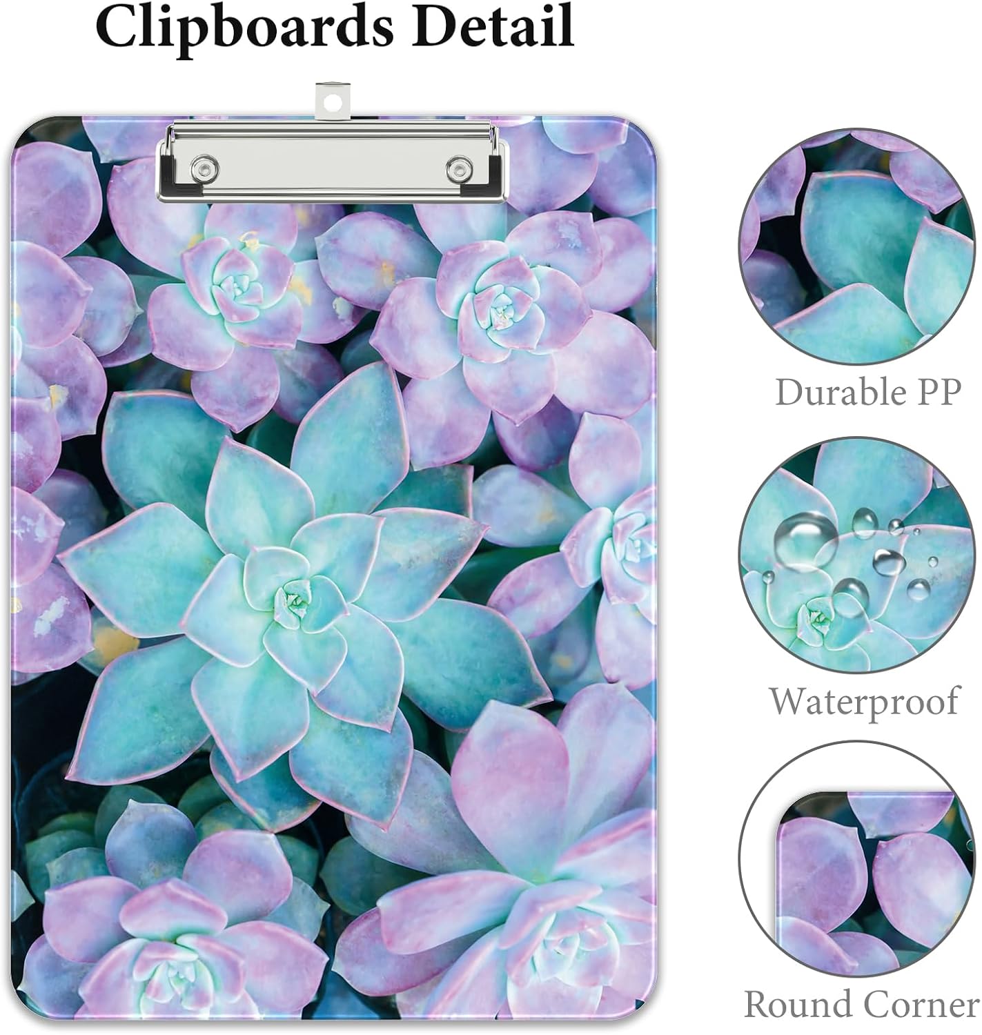 Rimilak Plastic Clipboards with Metal Clip, A4 Letter Size 9 x 12.5 in, Office Decorative for Students Women Men and Kids, Cute Custom Pattern, Plants