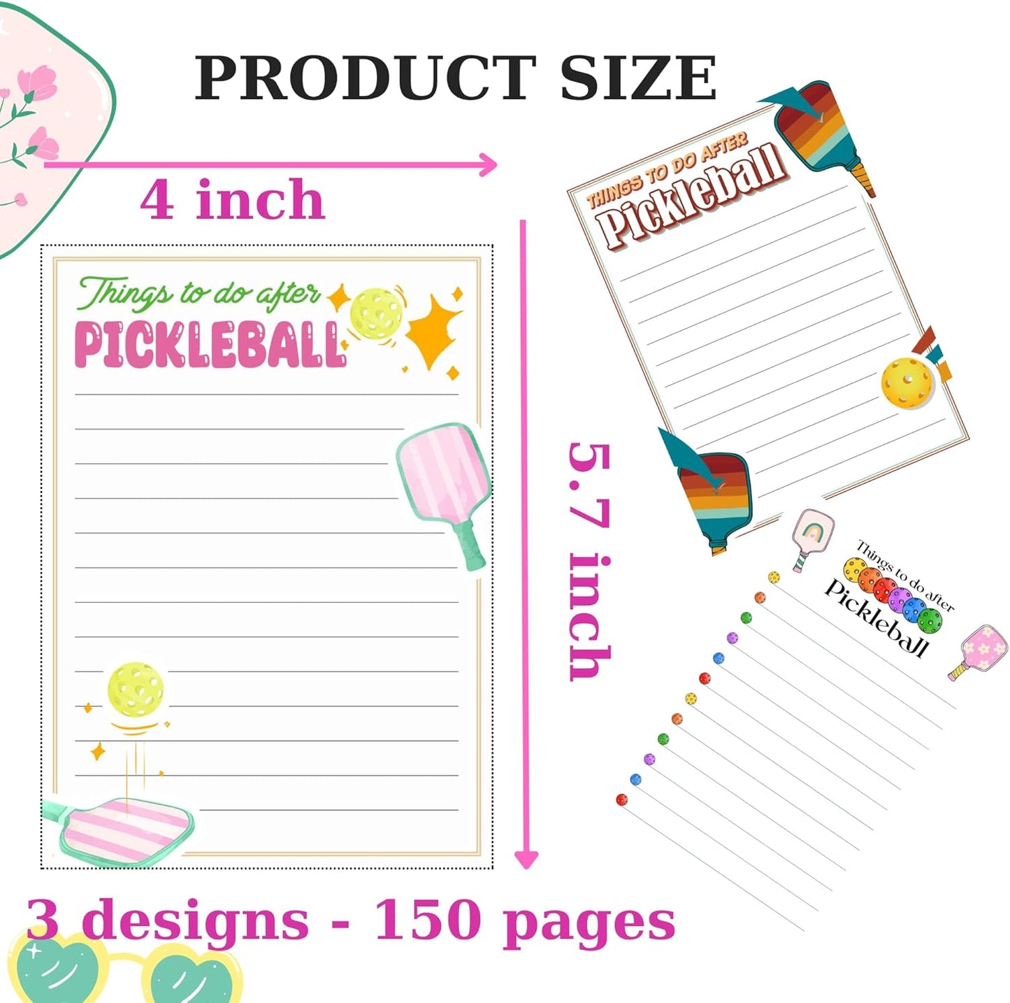 3pcs Pickleball Notepads, 150 Pages – Christmas Gifts, Funny Things to Do After Pickleball Memo Pads, Easy to Tear, Cute Office Supplies, Pickleball Gifts for Women, Novelty Notepads