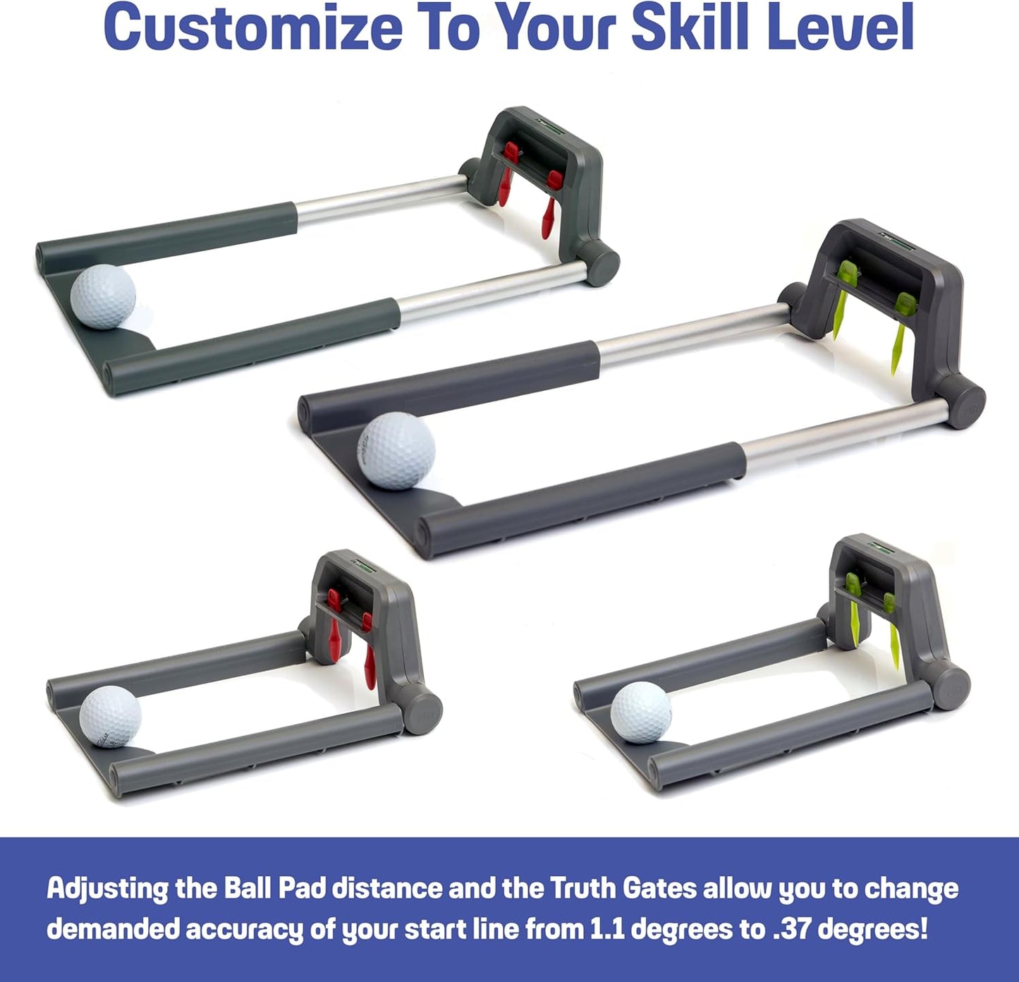 Golf Putting Trainer: Pur Truth Replaces 8 Most Used Golf Putting Aids - Premium Mastery System - Perfect Eyeline Accuracy, Stroke Path, Length and Arc. Precise Square Face Training.