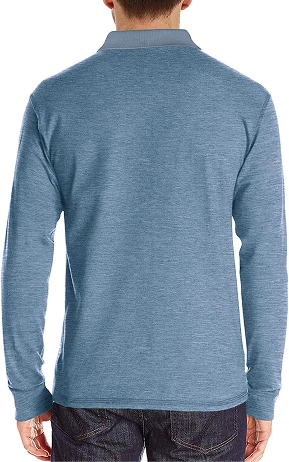 Mens Long Sleeve Polo Shirts Casual Moisture Wicking Golf Polo Shirts with Pocket