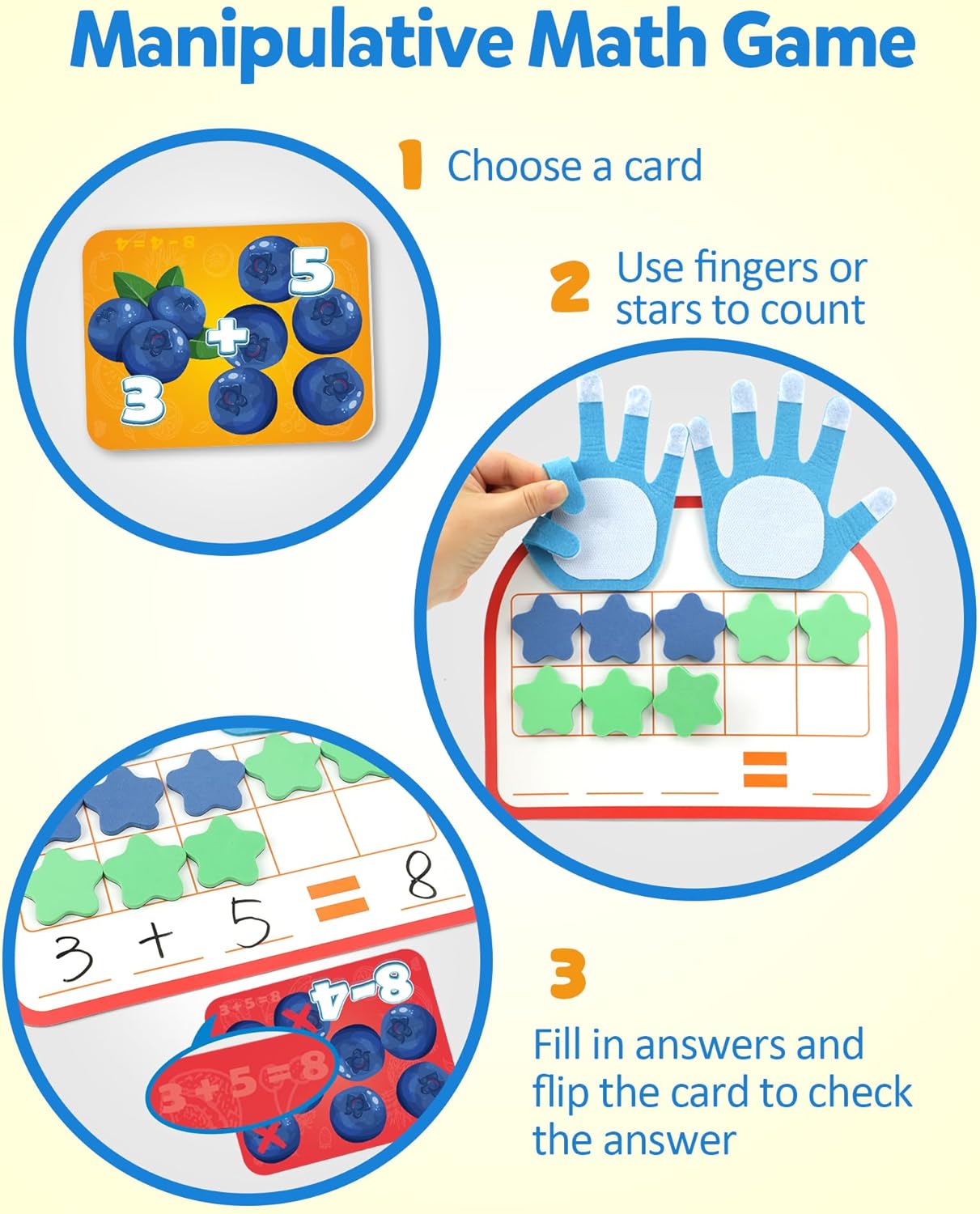 Coogam Montessori Math Manipulatives Number Counting Block, Magnetic Ten Frame Addition Subtraction Practice with Dry Erase Board, Educational Learning Toy Gift for 1st 2nd & 3rd Grade