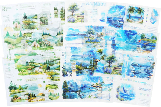 Pre-Cut Seasons Sticker Book Set, 40PCS Spring and Summer PET & Washi Stickers for Scrapbooking, Journaling, DIY Crafts, and Art Supplies