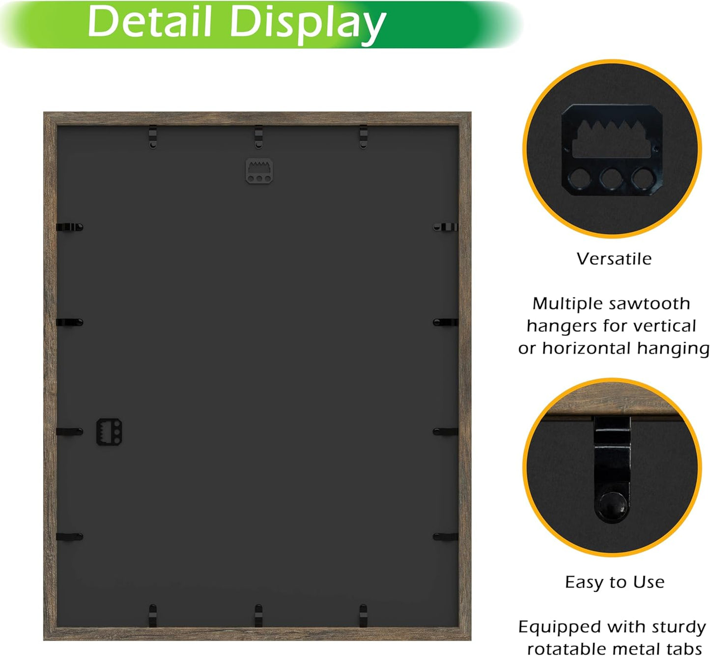 FrameWorks 16x20 Driftwood Wooden Shadow Box Frame – Soft Felt Back, Tempered Glass, and Included Elegant White Ball Push Pins