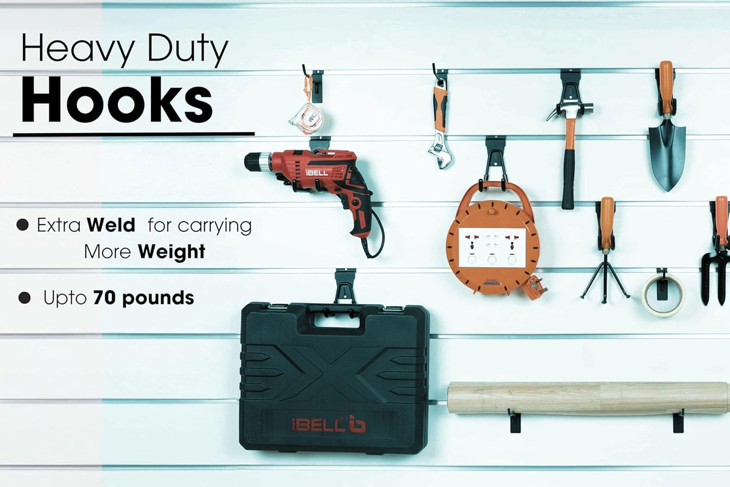 FELLER Slatwall Hooks Heavy Duty - Premium 20 Pack for Proslat & Slatwall Accessories - Durable Double & Single Slat Wall Hooks with 4X Toughness and Rubber Grip