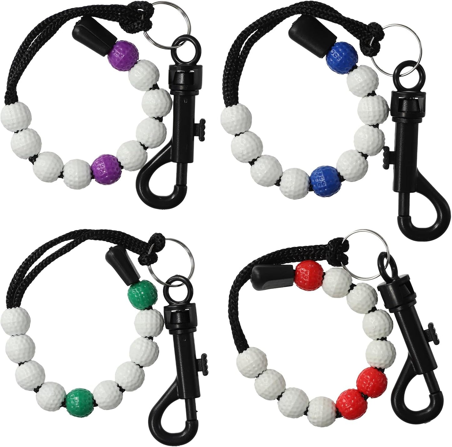 4 Pieces Golf Beads to Count Strokes for Women, Golf Beads Score Counter with Clip, Beaded Scoring String, Suitable for Referee Caddie Golfer