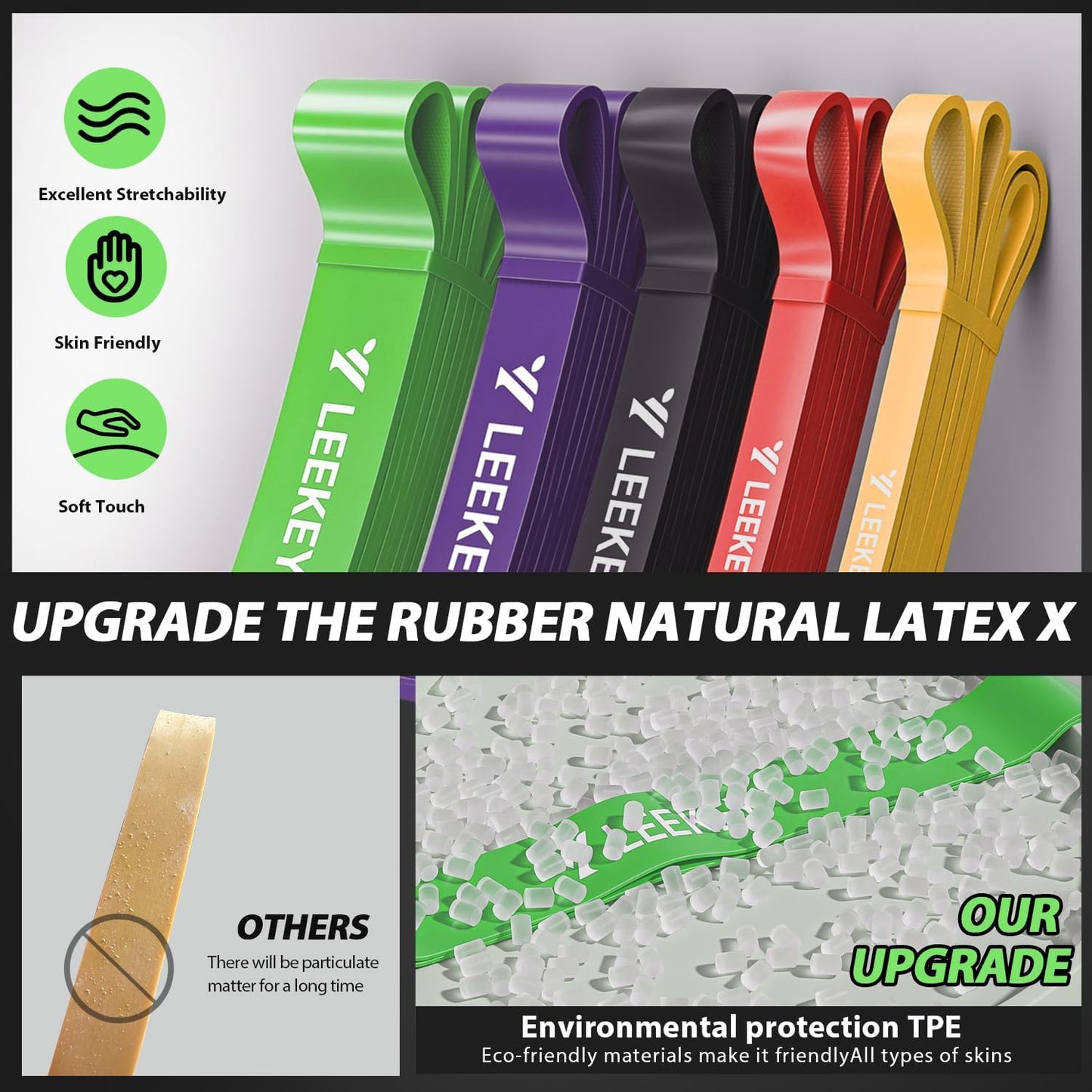 LEEKEY Resistance Bands, Exercise Bands with Handles,Pull Up Assist Bands - Band Set with Door Anchor - Bands for Working Out,Band for Men and Women Fitness Training,Home Workouts