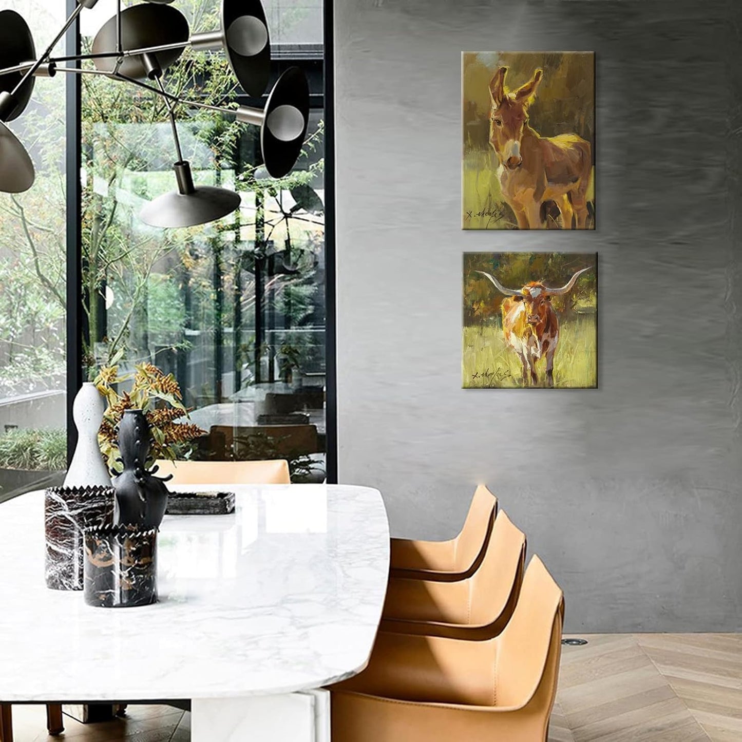 JZLDZS Donkey Canvas Wall Art Print, Framed Rustic Green Farm Animal Pictures Wall Decor for Bathroom Kitchen Bedroom, 12x16 Inch