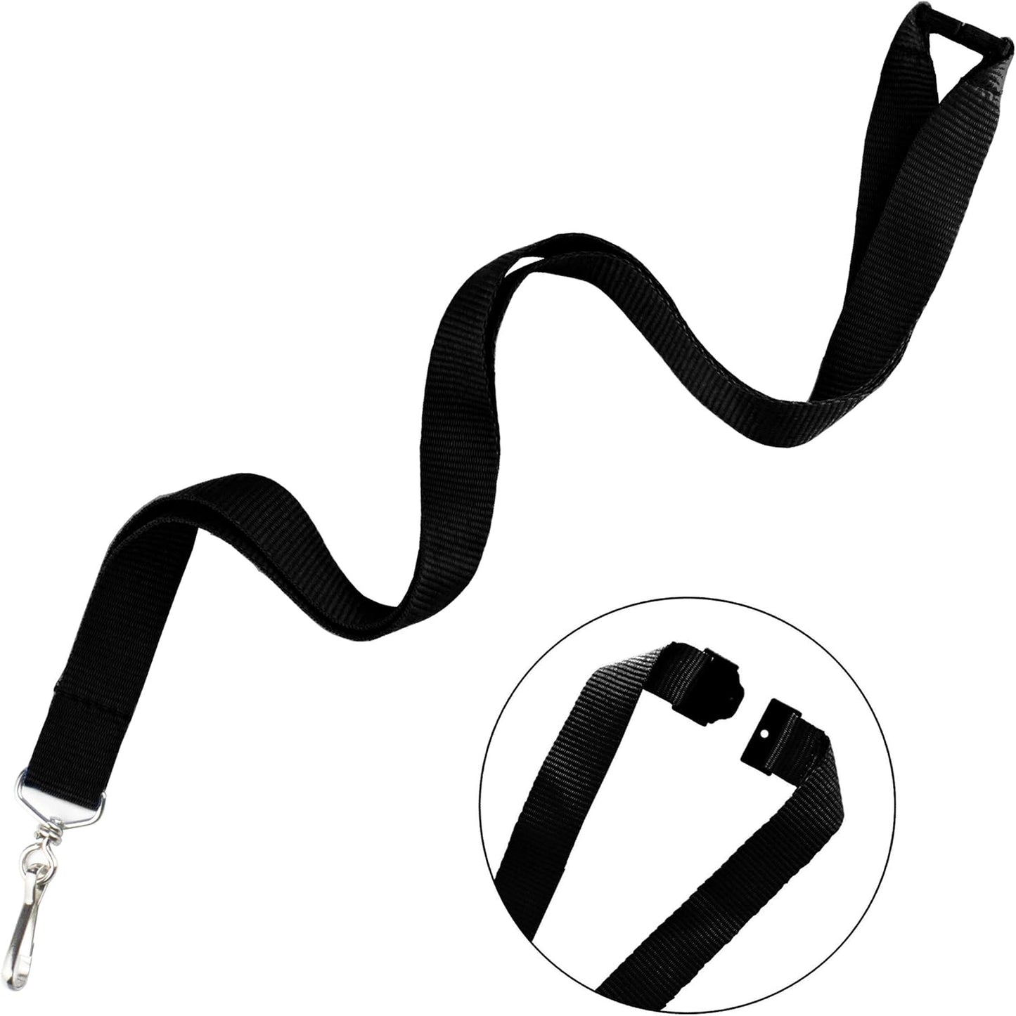 12 Pack Breakaway Lanyards for ID Badge Holder, Durable Neck Straps for Schools, Office, Cruise, Black