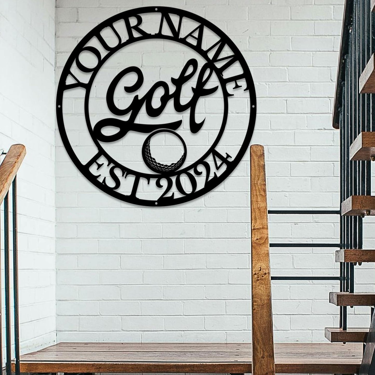 Golf Art Metal Signs,Custom Golf Metal Name Signs,Personalized Golf Signs,Black Golf Metal Wall Art Signs,Golfball Home Outdoor Metal Signs (Style J)