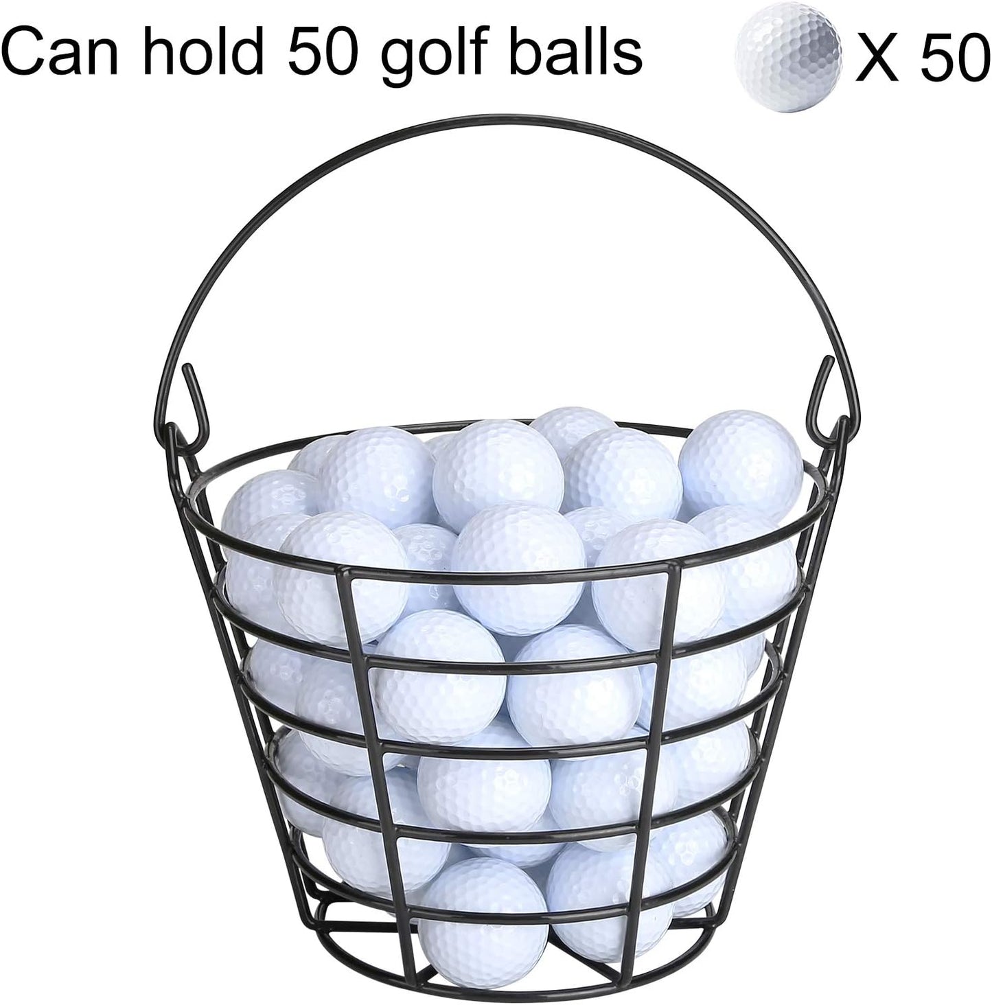 10L0L Metal Range Golf Ball Baskets with Handle, Golf Ball Storage Bucket, Holds 50 Balls Each (GolfBalls Not Included)