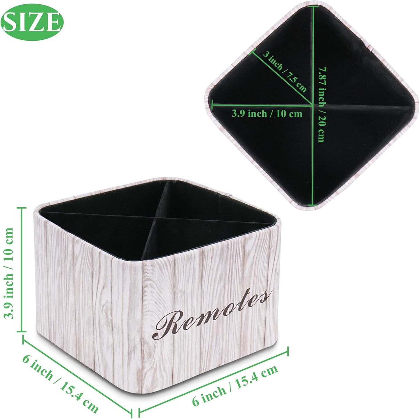 Hennaja Square Leather Art Supply Organizer,Remote Control Holder with Removable Dividers,360°Rotatable Pencil Holders,4 Compartments Organizer for Office Supplies Storage Box(1-Light Grey)