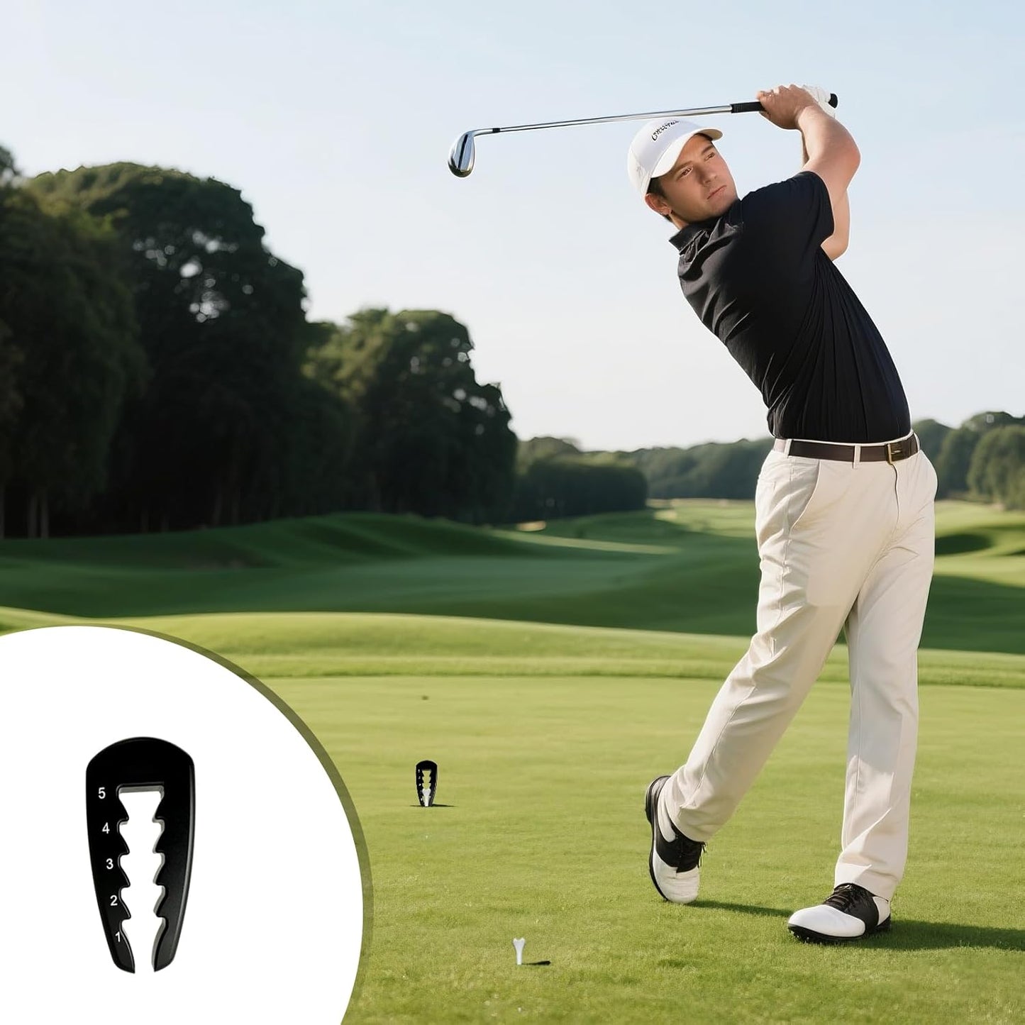 Golf Tee Height Adjuster - Premium Tee Height Setter Elevator Tool Height Measuring Device for Consistent Drives, Durable Golf Tee Height Tool for Practice and Play