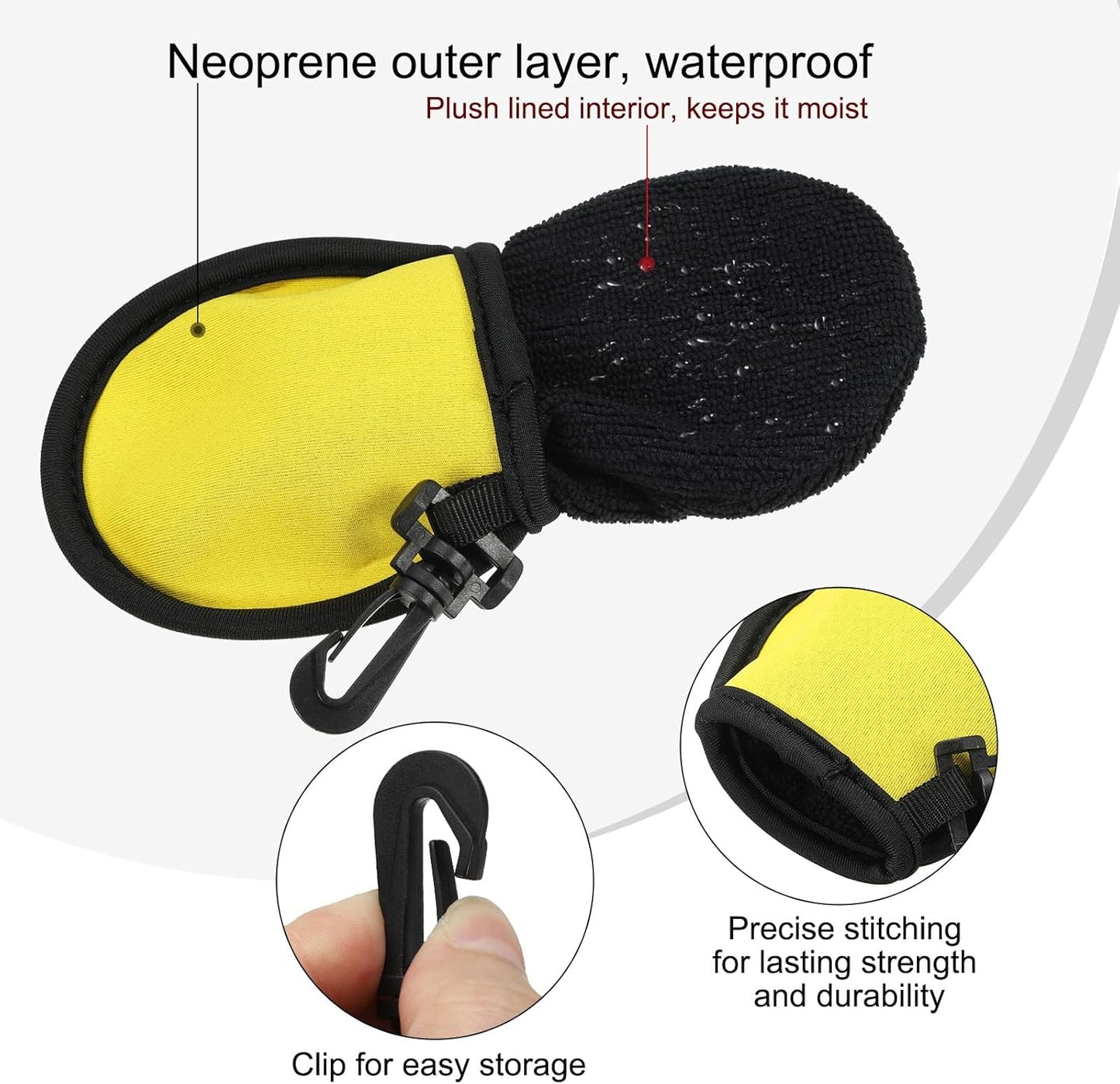 PATIKIL Golf Ball Washer Pouch, Portable Golf Balls Cleaner Pocket Bag with Hanging Clip for Men Golf