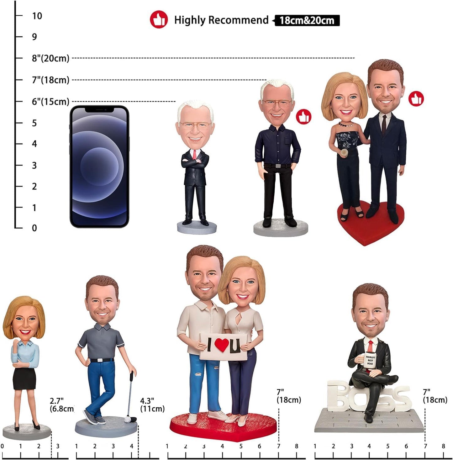 Stylishbobblehead Customized Bobblehead Dolls, Golf Handmade Personalized Sculpture Gifts for Men, Boyfriends, Husbands, Office Colleagues or Bosses