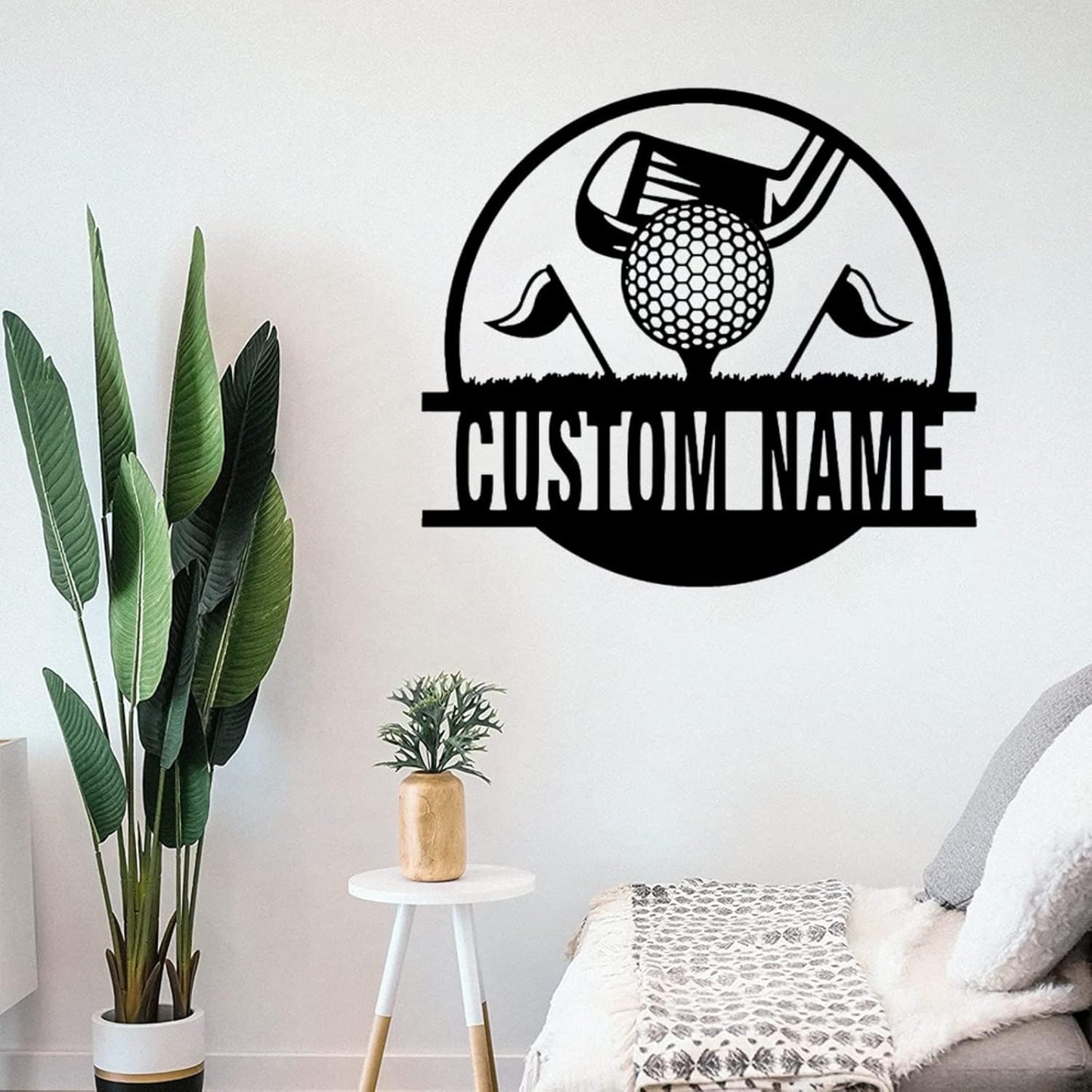 Custom Golf Wall Sign - Personalized Metal Art Decor - Golfer Home Decor With Name