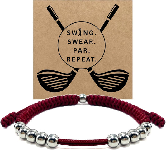 LAMIBEE Premium Golf Stainless Steel 10 Bead Score Counter Bracelet, Golf Stroke Count Bracelet, Resizable Easy Adjust Golf Round Scoring Tracker, Durable Stylish Golf Accessory