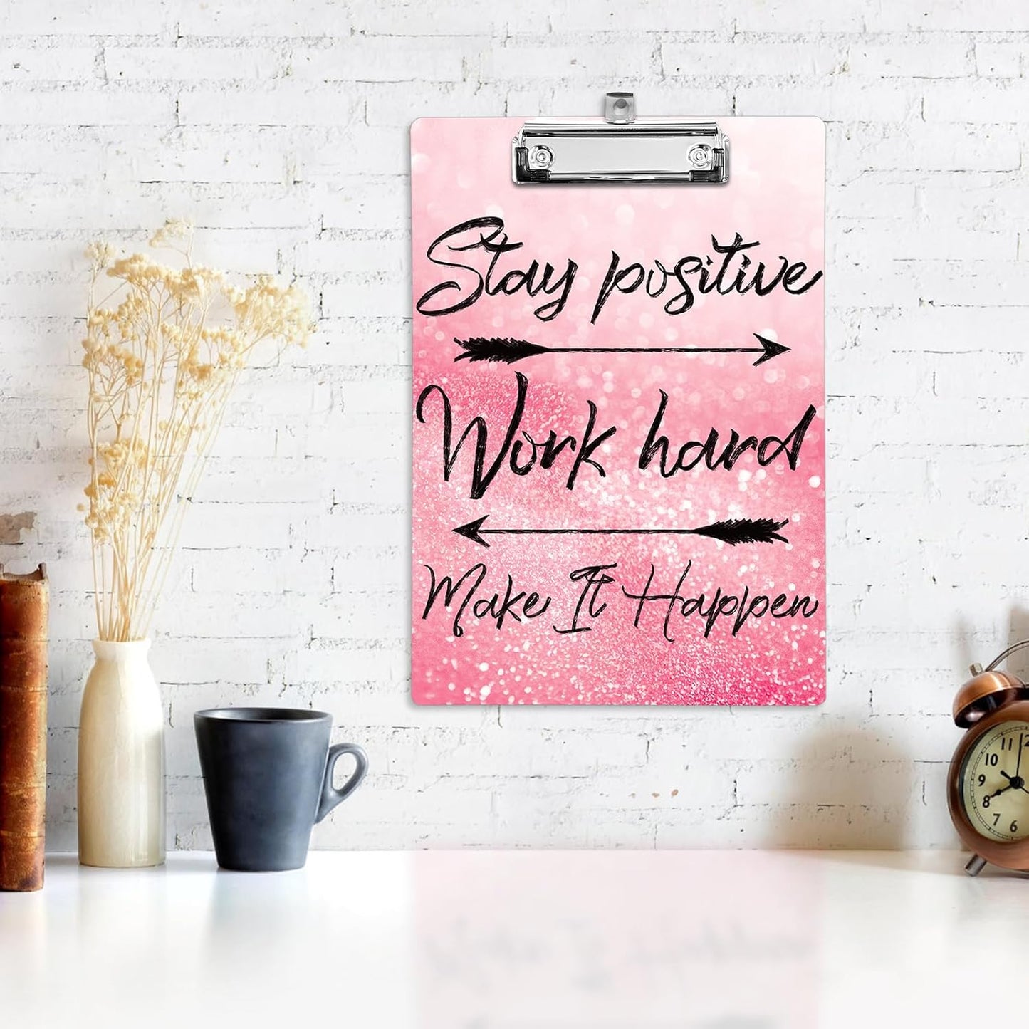 Plastic A4 Clipboards, Cute Fashion Clipboard Decorative, 12.2" x 8.7" Standard A4 Size Clipboards, Plastic Acrylic Clipboard for Teacher, Social Worker, Students,Women, Office Supplies (Positive)