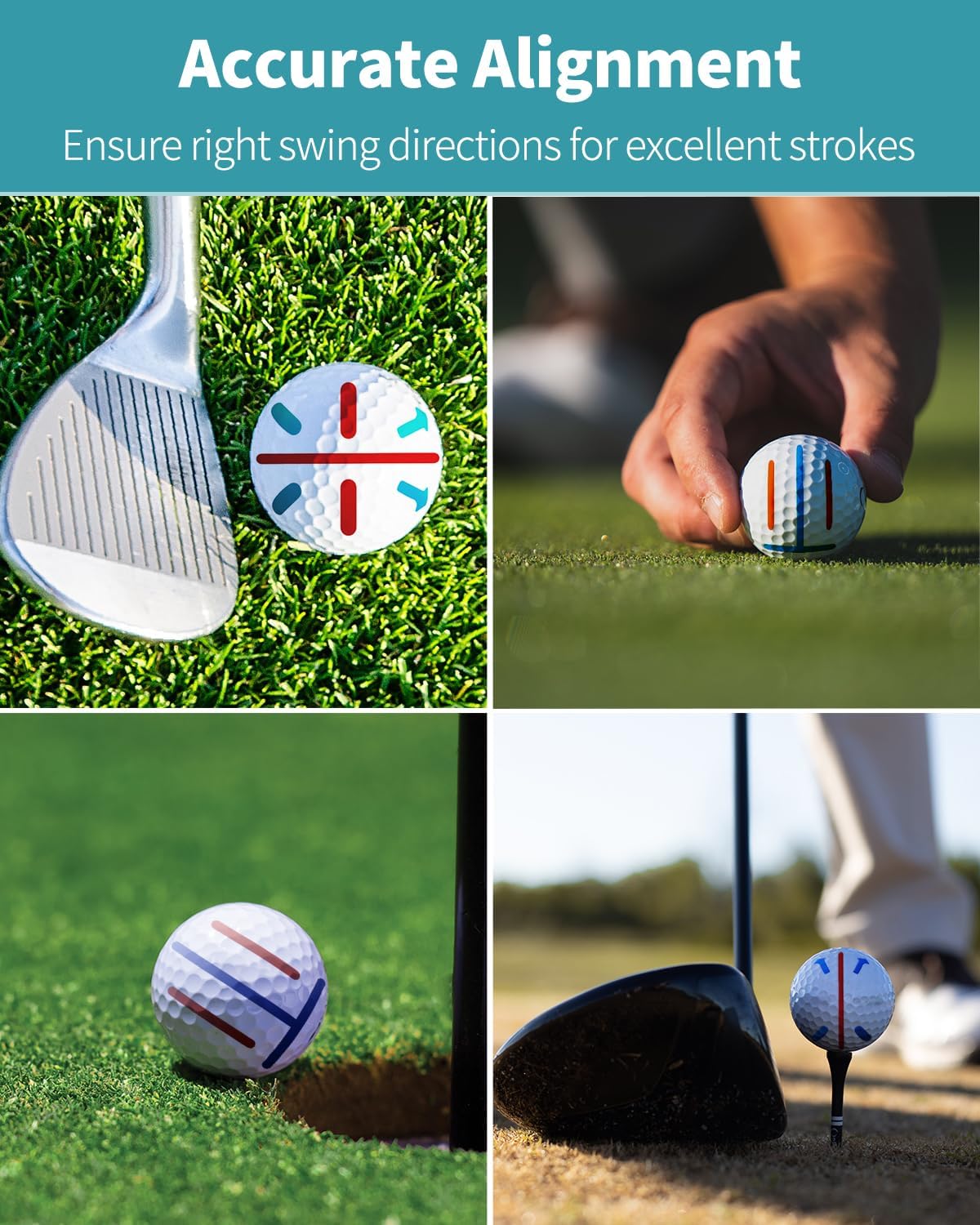 GreenHaven 2 PCS Golf Ball Liner Template Linear Alignment Kit for Putt Ball Marking Tools