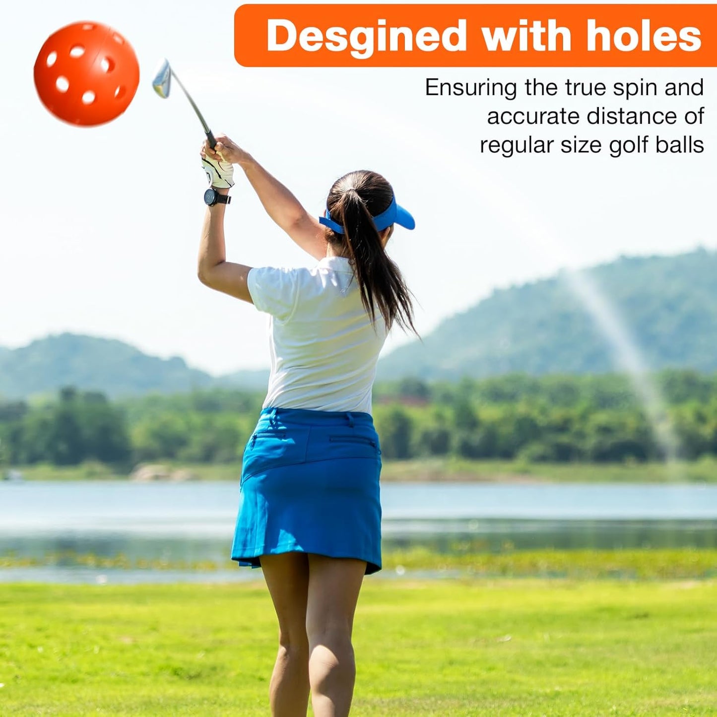 80 Pack Practice Golf Balls Limited Flight 42 mm Golf Training Airflow Hollow Plastic Ball for Women Men Indoor Outdoor Driving Range Swing Practice Home