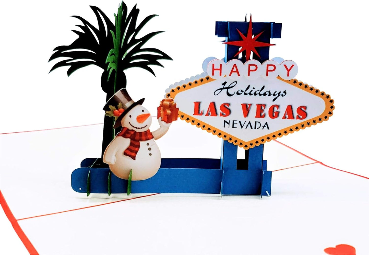 iGifts And Cards Las Vegas Christmas 3D Pop Up Greeting Card – Happy Holidays, Feliz Navidad, Snowman, Celebration, Unique, Vacation, Unusual, Joy