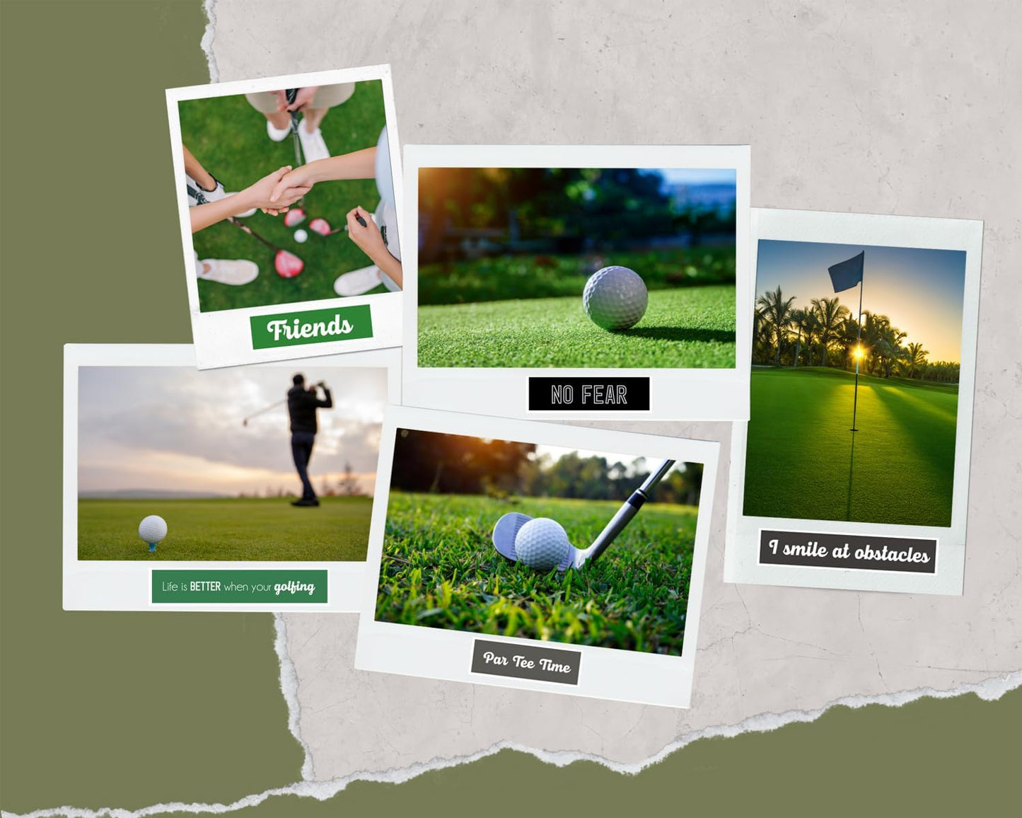 Golf Stickers Sheets - Golfing Scrapbook Sticker with Club, Cart, Flagstick, Tee, Sporty Phrases Design - Sports Embellishments for Scrapbooking, Photo Album, Journal, Planner, DIY Crafts - 2 Items