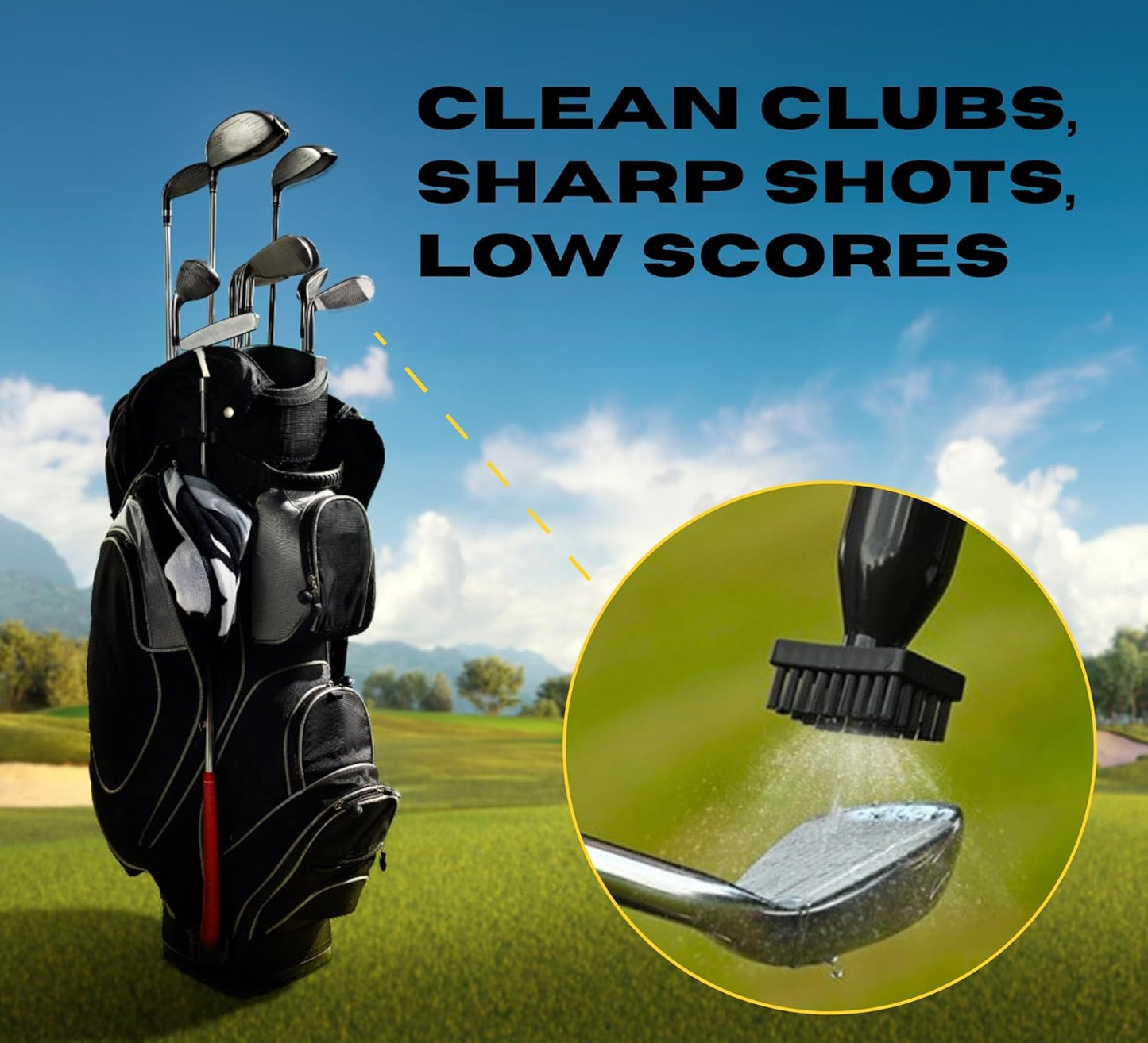 Mud Slayer Golf Club Cleaning Brush with Fine Mist Spray, Leak-Proof Viewing Window & Retractable Clip – Dual Bristle Head, Ergonomic Handle – Must-Have Golf Accessories for Men & Women