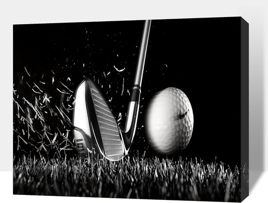 Canvas Wall Art, Play Golf Ball Wall Art Painting Prints for Living Room Wall Decor, Sport Golf Clubs Poster Picture for Bedroom Kitchen Decor, Framed Artwork for Office Home Decoration 18x24 Inches