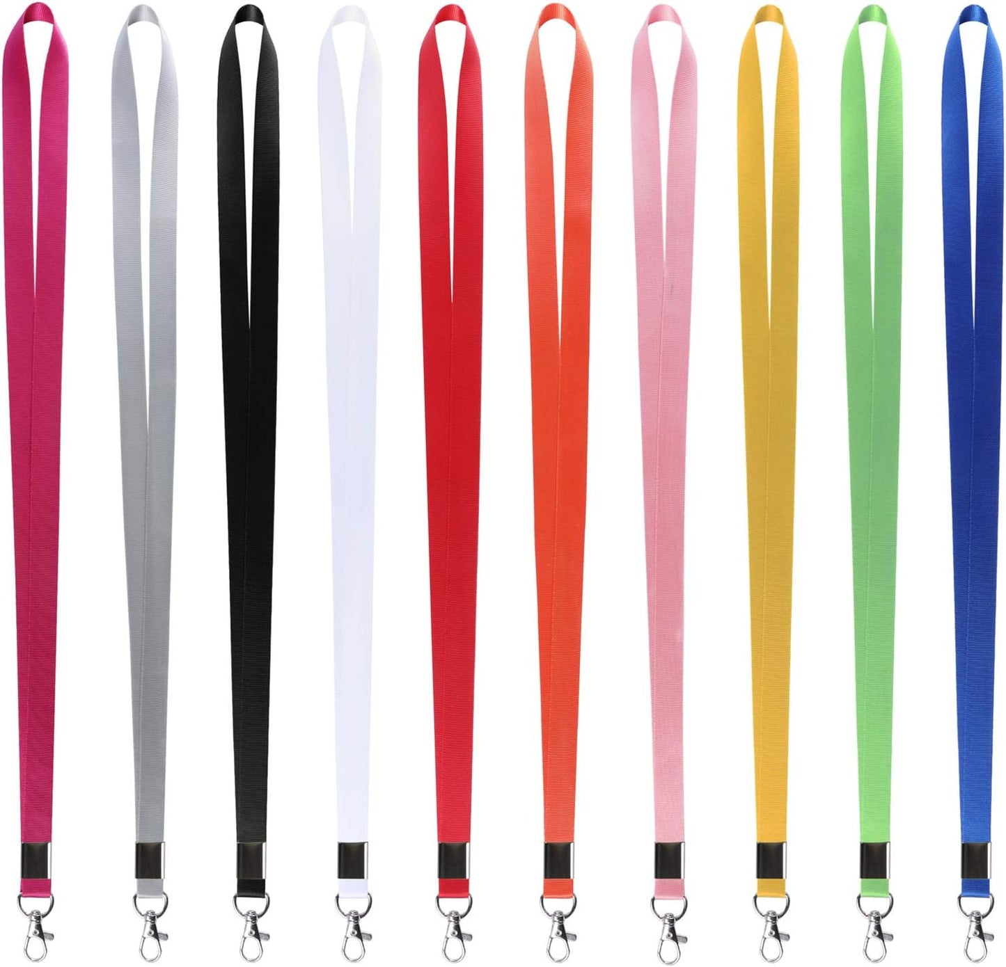 YOUOWO Lanyard for Keys 10 Pack 10 Colours White Royal Blue Black Apple Green Red Pink,Colored Neck Office Bulk Lanyards,For ID Badges Holder Kids Women Cruise