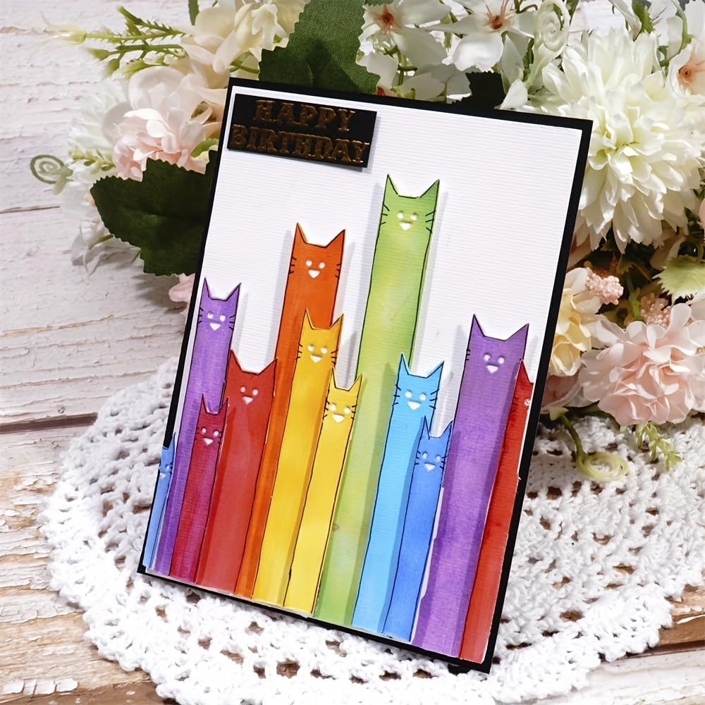 Lapoo Cutting Die for Scrapbooking, 3D Backgrounds Frame New Cutting Dies DIY Album Card Making Decor Paper Craft Metal Die Cuts Party Decorations (Cat Note 3.9 x 1.8 in)