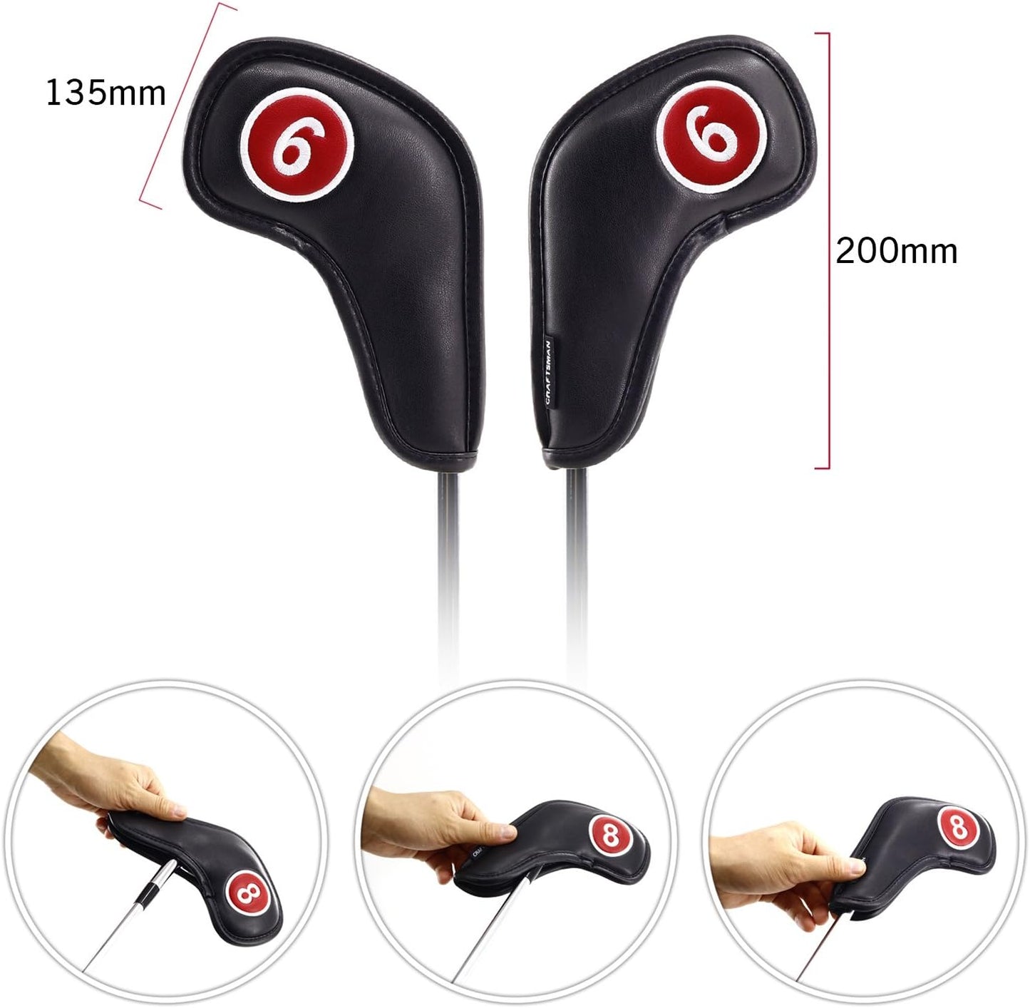 Craftsman Golf Magnetic Iron Headcovers Protective Cover with Large No. Available for Customize Name