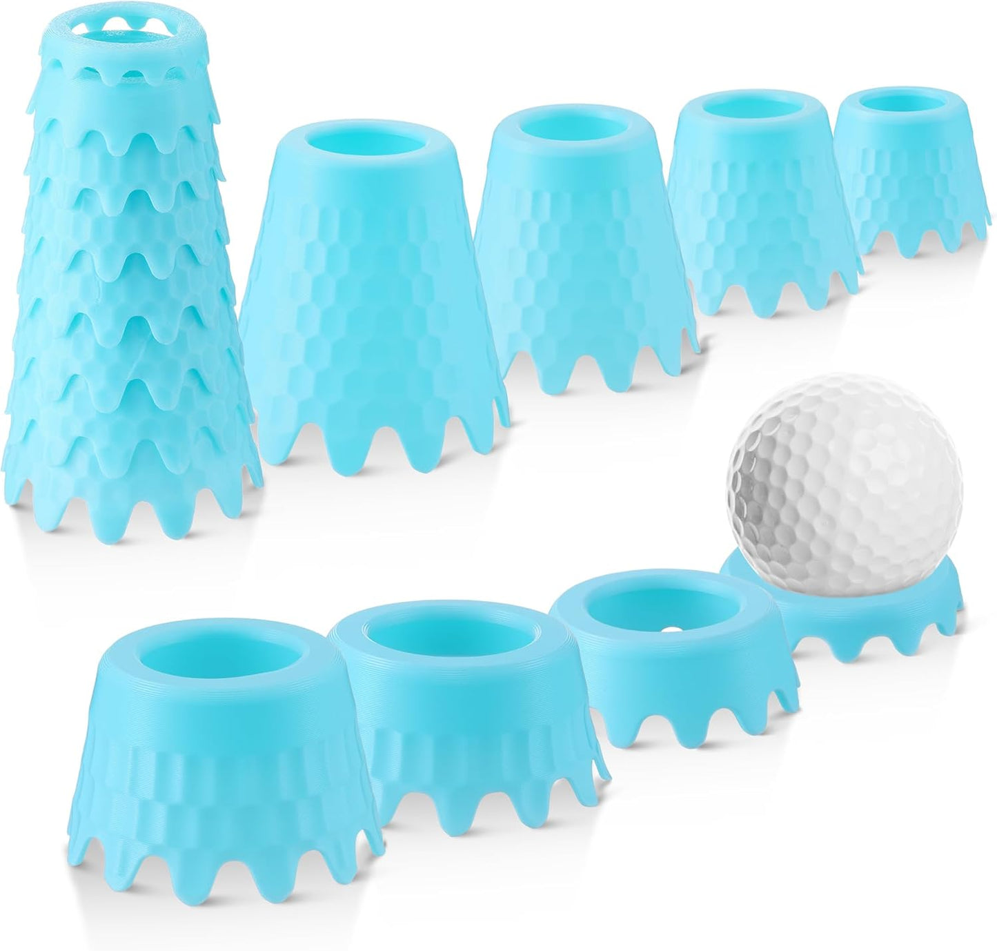 8 Pack ‌Simulator Golf Tees, TPU Unbreakable Material, Height from 1/4" to 2", Suitable for Indoor, Outdoor, Winter, Golf Mats, Turf and Driving Range