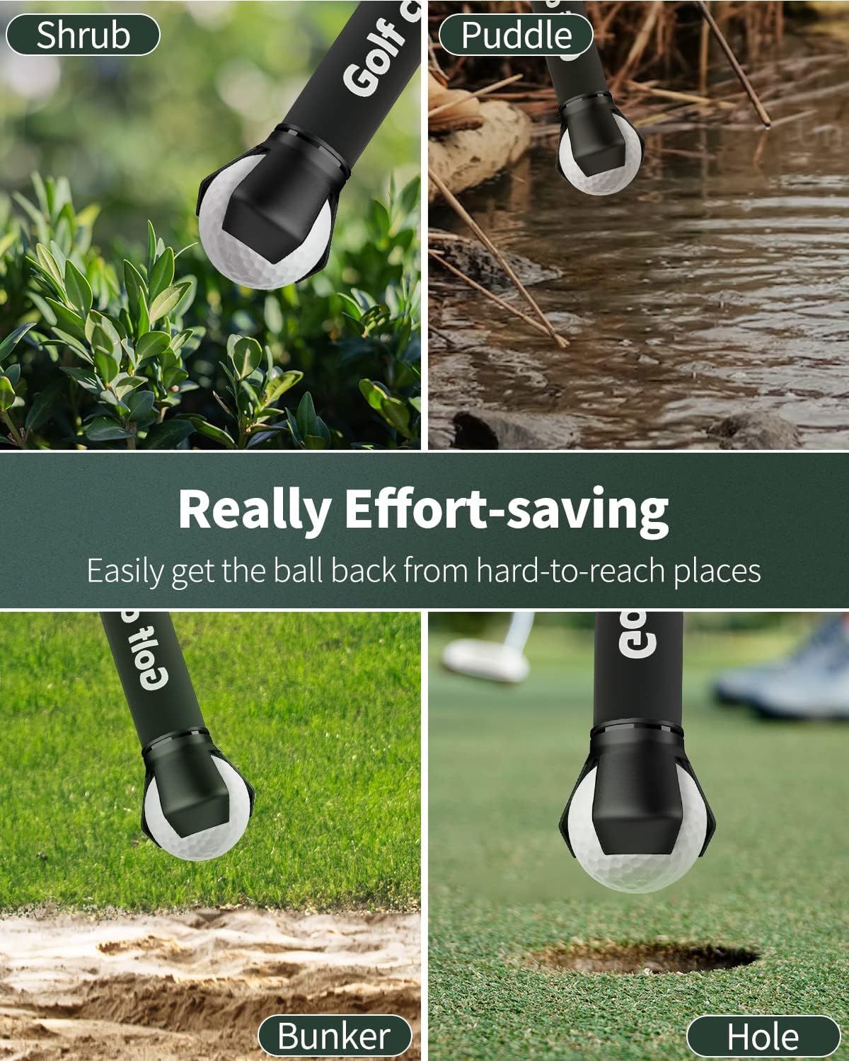 GreenHaven Golf Ball Retriever Grabber for Putters Golf Pick-up Portable Grip Sucker Tool Back Saver for Golfers，3-4 Pack