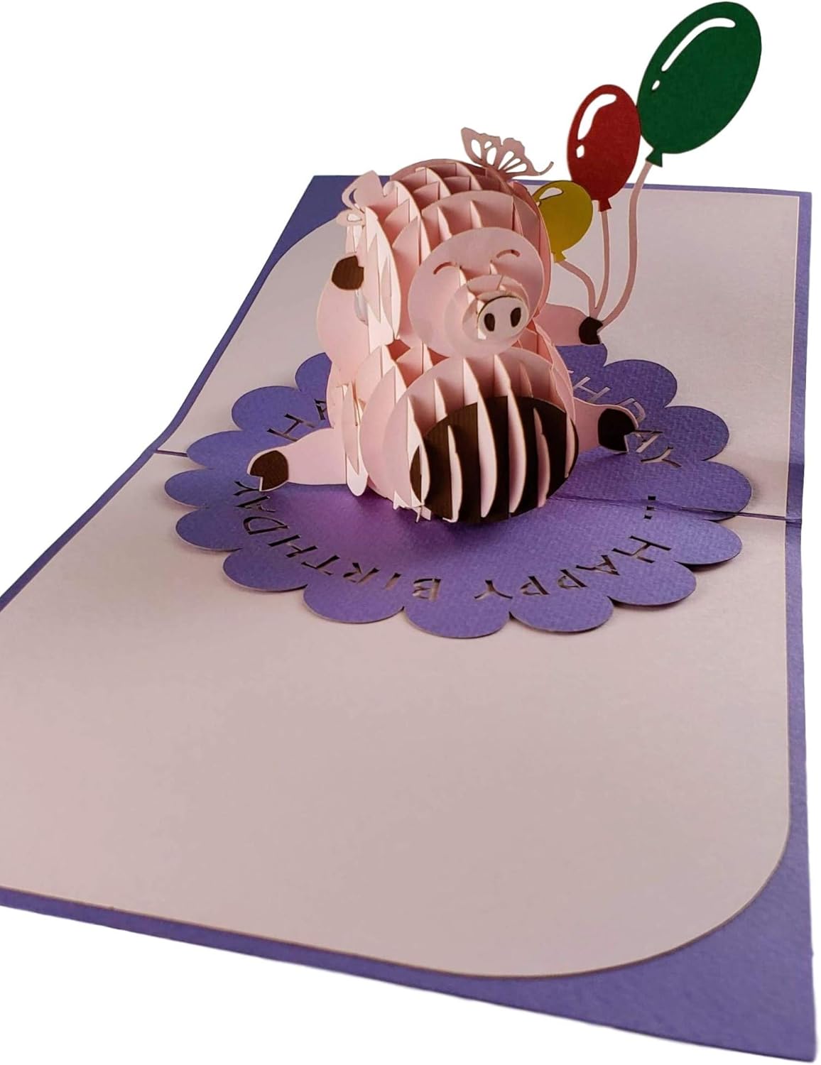 iGifts And Cards Cute Happy Pig Balloons Birthday 3D Pop Up Greeting Card - Awesome, Fun, Cool, Best Wishes, Unique, Funny, Celebration, Son, Daughter, Best Friend, BFF, Congratulations, Wow