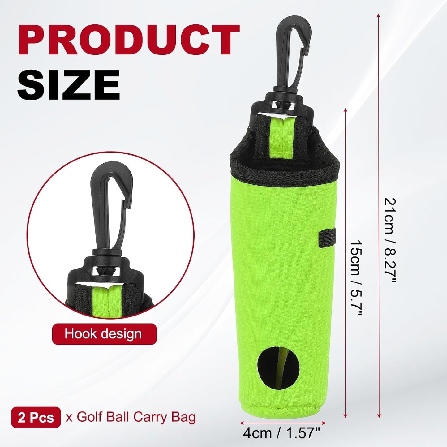 uxcell Golf Ball Carry Bag, Waist-Mounted Storage Bag Neoprene Golf Tee Holder Pouch with Lightweight Hook for Men and Women