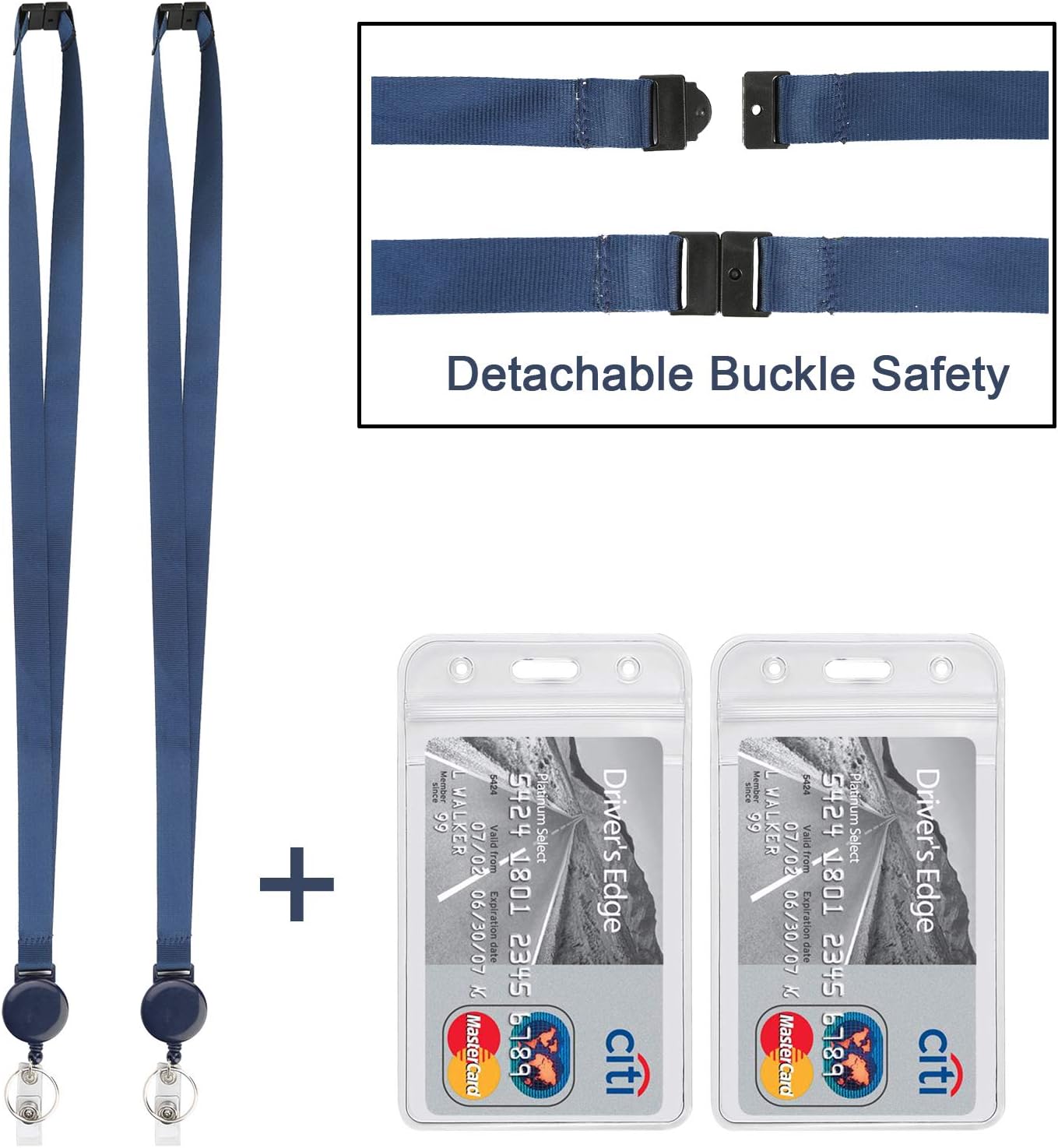 YOUOWO Retractable Badge Holder with Lanyard,Breakaway Safety Lanyards with id Badge Holders Vertical,Retractable id Badge with Clip,Punched Zipper Waterproof,Pack of 2