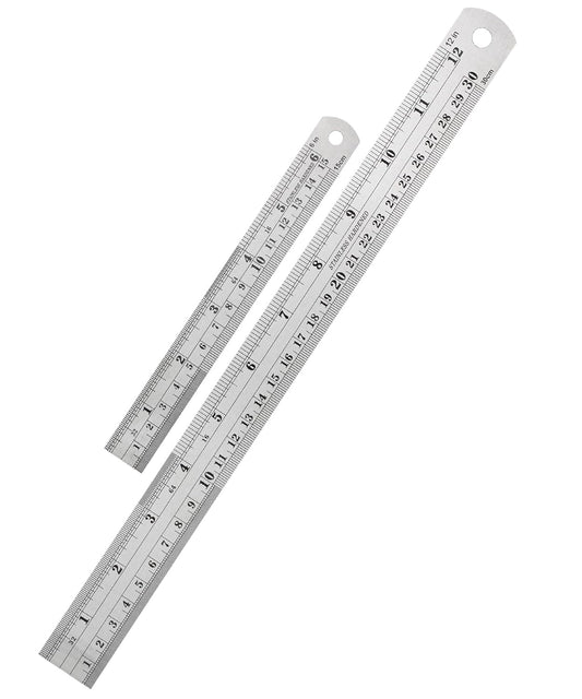 Mr. Pen Steel Rulers, 6 inch and 12 inch Metal Rulers, Pack of 2