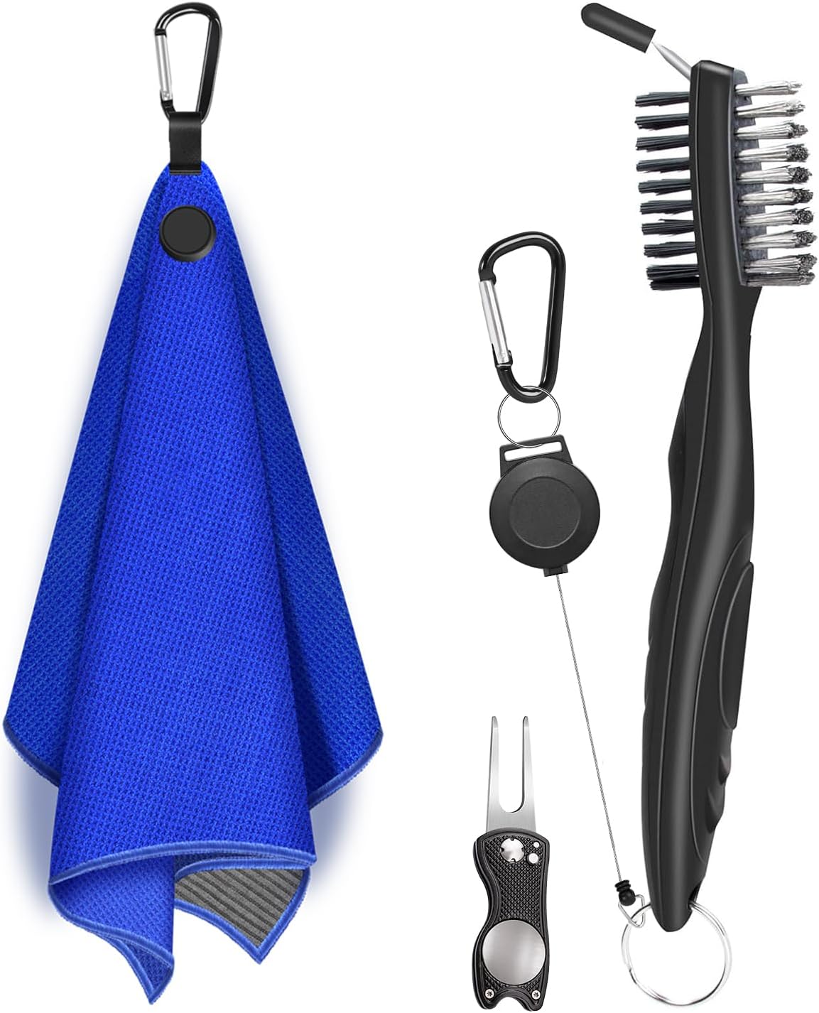 Magnetic Golf Towel, Microfiber Golf Towel with Wire Cleaning Cloth for Men, Industrial Strength Magnet Accessories for Strong Hold to Golf Bags, Carts or Clubs (Blue)