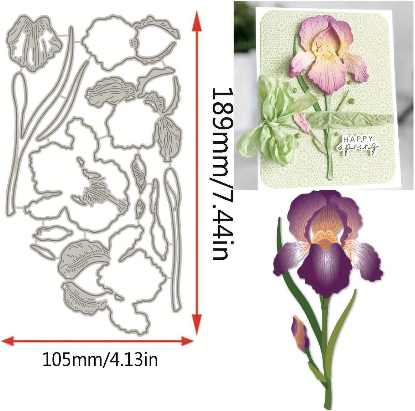 Flowers Metal Cutting Die for Scrapbooking - Cut Stencils for DIY Scrapbook Photo Album Decorative Paper Card, Card Making Supplies, Stencils & Crafting Die Cut (Oleander 7.4 x 4.1 in)