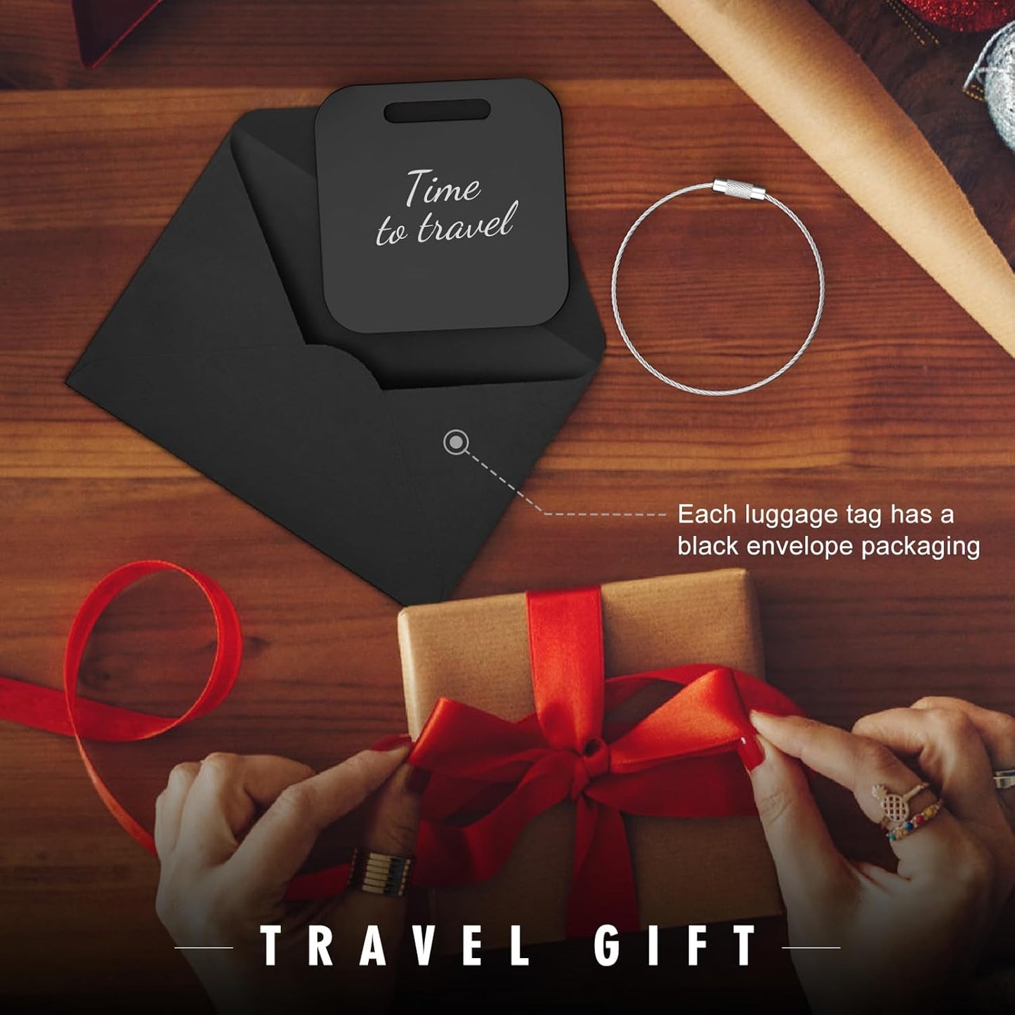 Luggage Tags for Suitcase - Engraved Black Personalized Stainless Steel Metal Tag - Custom Name Tags Suitable for Bags and Backpacks