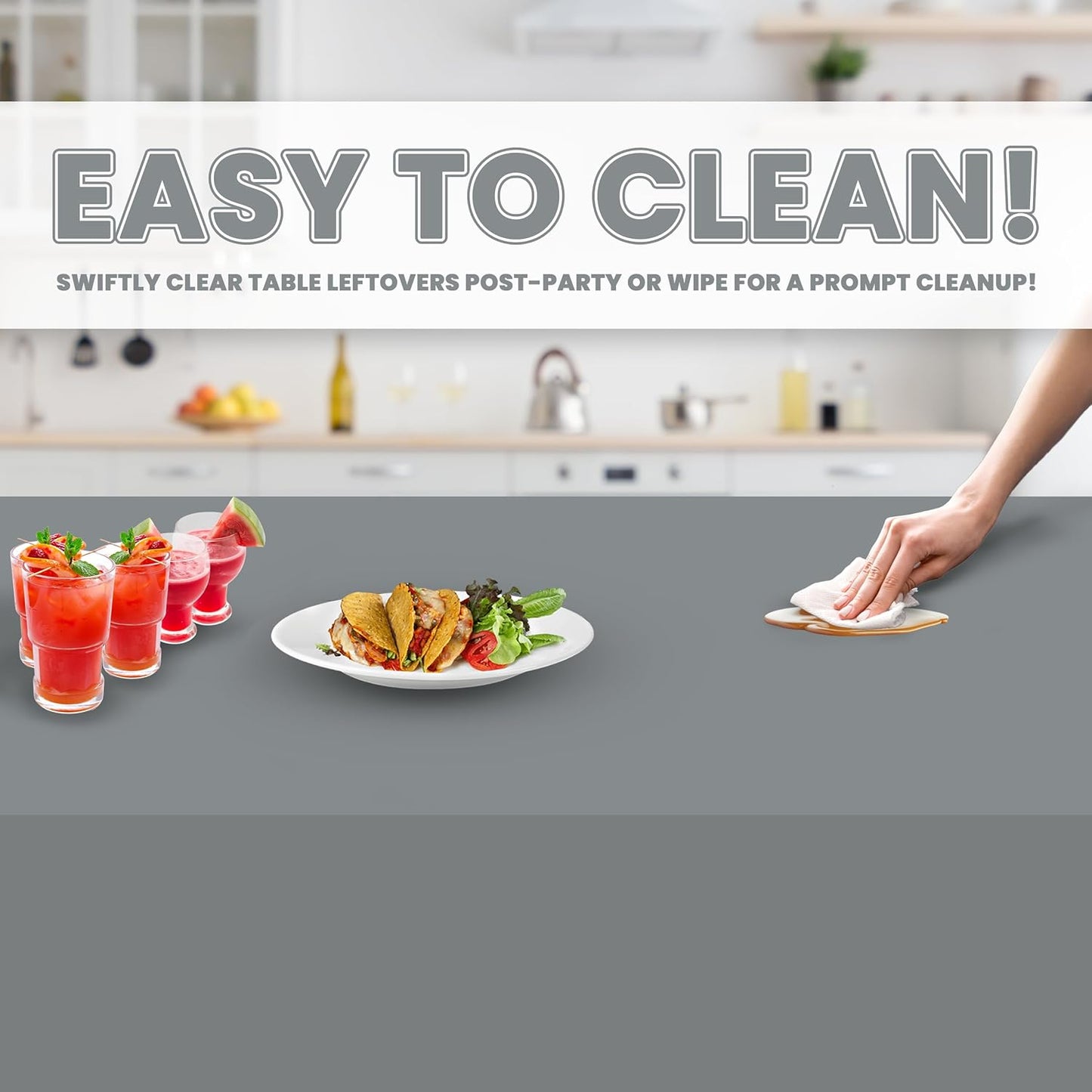 Grandipity 12 Pack Premium Disposable Plastic Tablecloth 54 Inch. x 108 Inch. Decorative Rectangle Table Cover - Silver