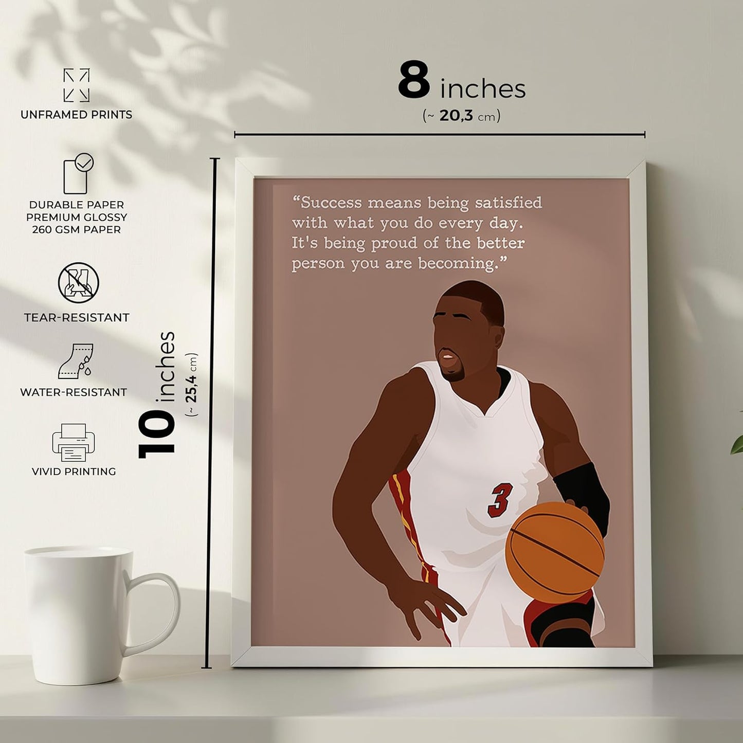 LOLUIS Motivational Basketball Superstar Hand-Drawn Artwork Sport Quote Wall Art Decorations (Unframed 8"x10", Basketball Player 11)