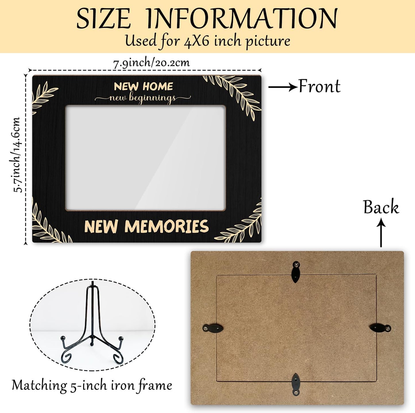 Family Picture Frame, Wooden Photo Frame with Stand, New Homeowner Gifts for Women Men Couple Family Sister Bestie, Home Office Desk Decor Photo Frame Tabletop Display -xk34