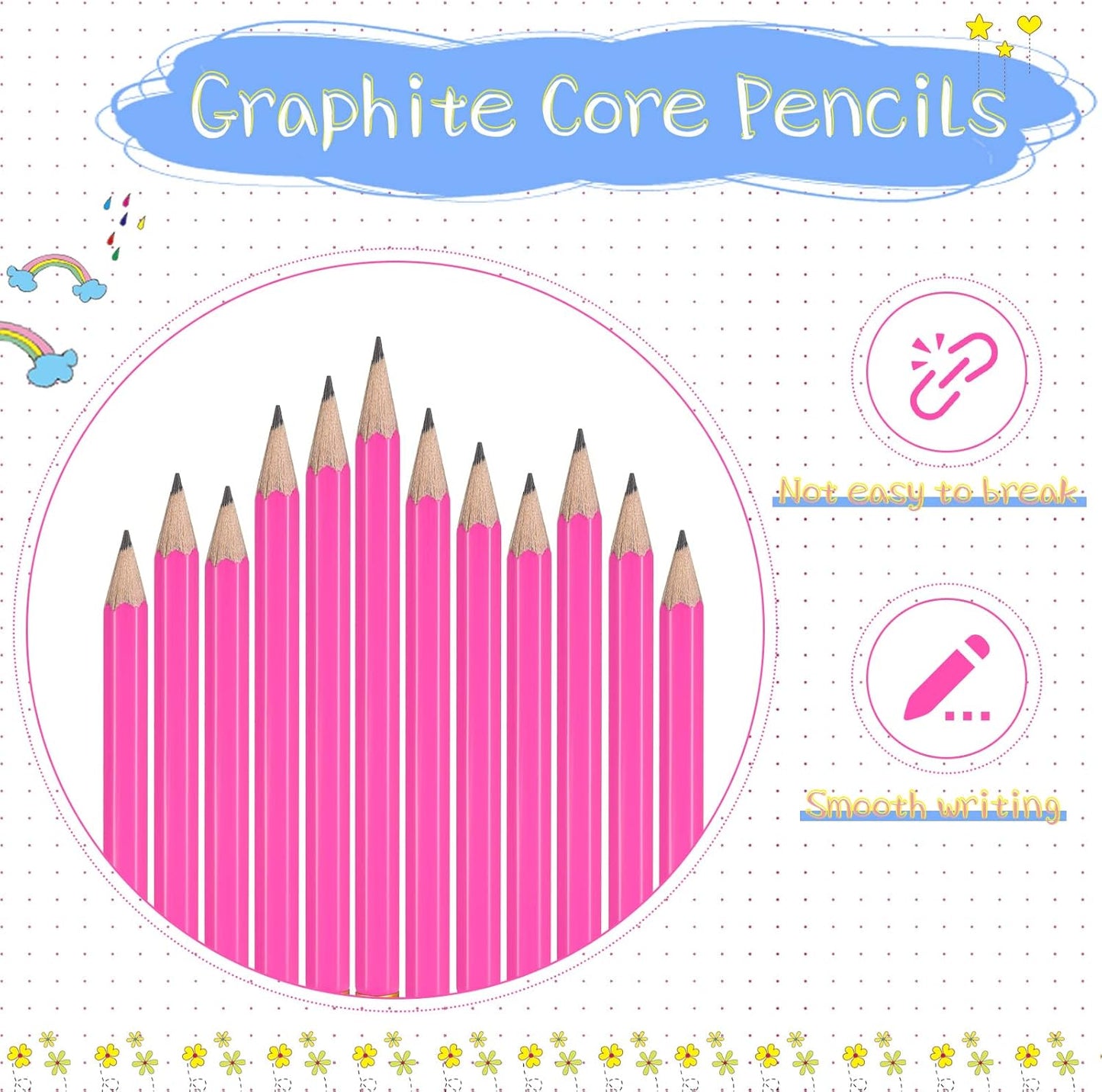 Zonon 24 Pcs Rose Red Golf Pencils with Erasers Mini Small Pencils Baby Shower Favors Bulk Hexagon Wooden Sharpened Half Graphite 2B for Golf Event, Wedding, Party Game, School, Company, Pew, Pocket