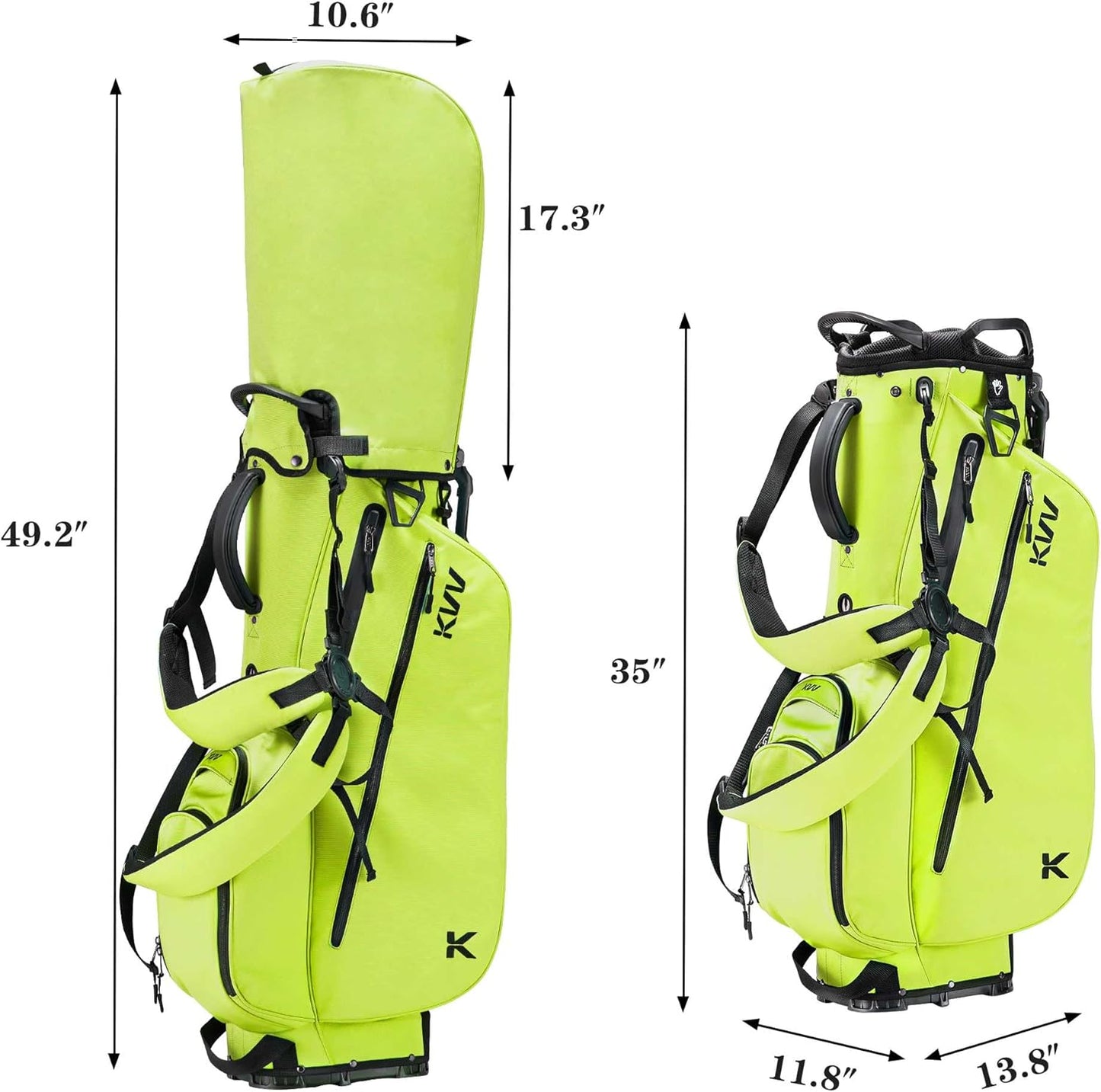 KVV Lightweight Golf Stand Bag with 7 Way Full-Length Dividers, 5 Zippered Pockets, Automatically Adjustable Dual Straps，Elegant Design